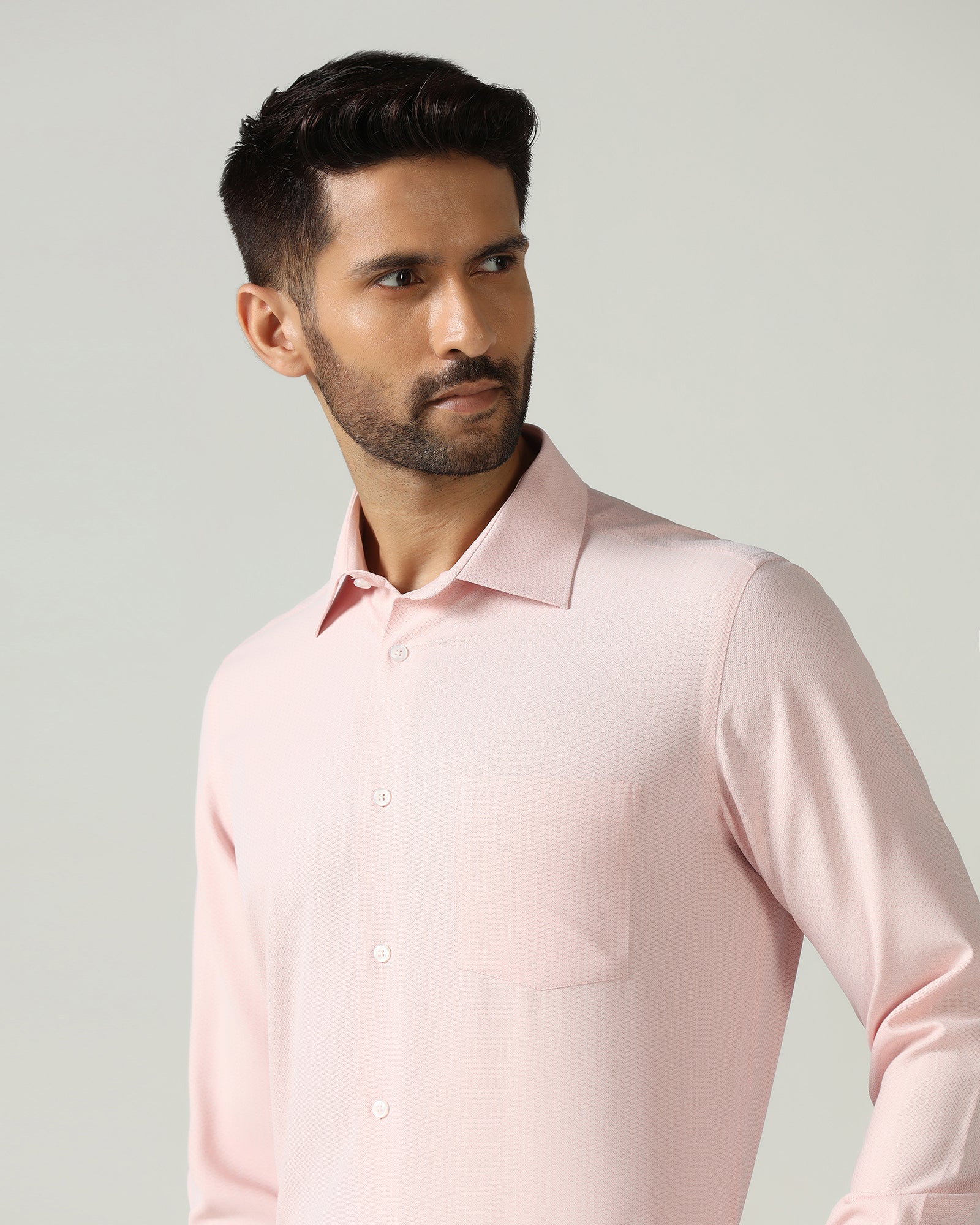 Peach Non Iron Textured Shirt - Racob - Image 4