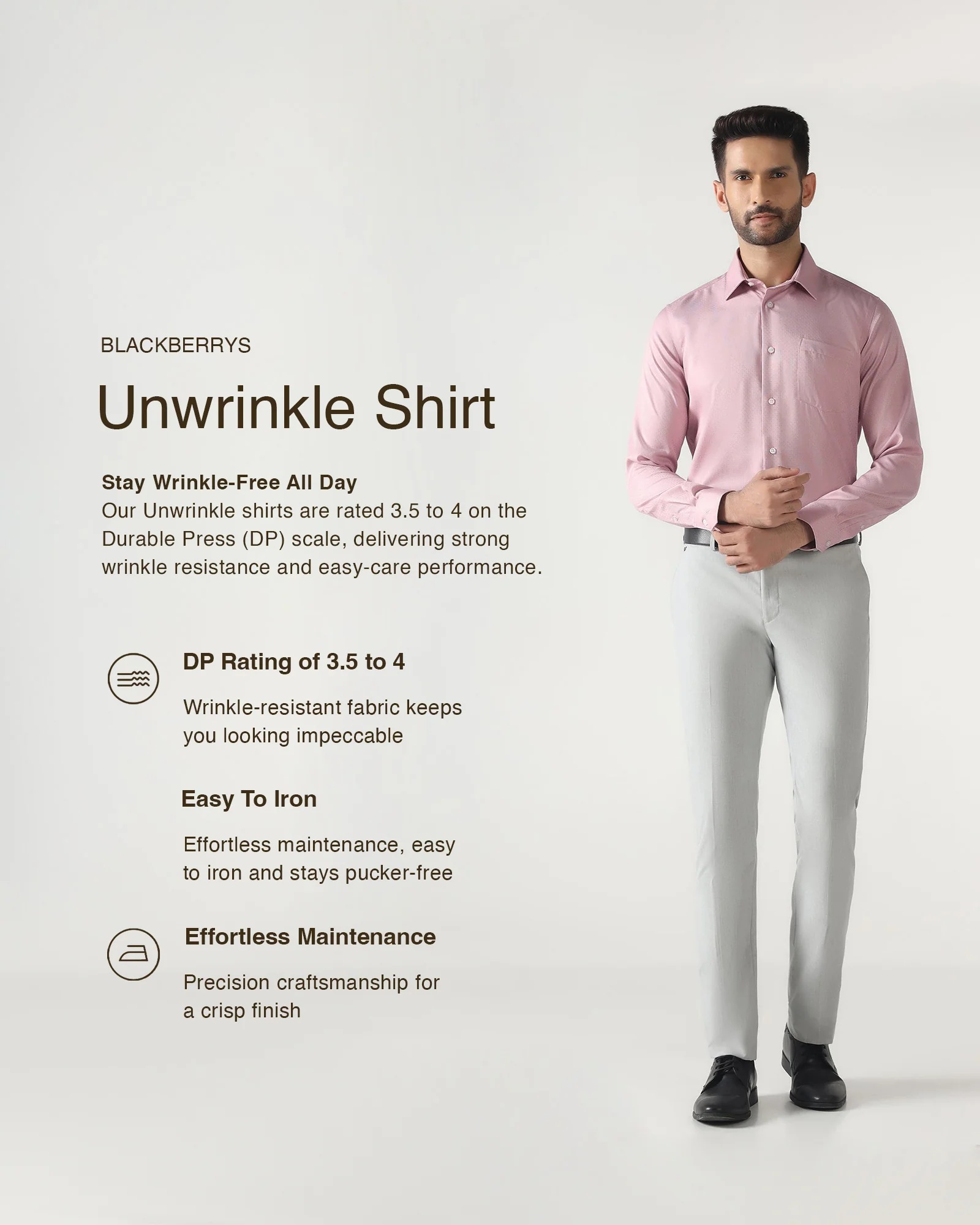 Pink Unwrinkle Textured Shirt - Relate - Image 3