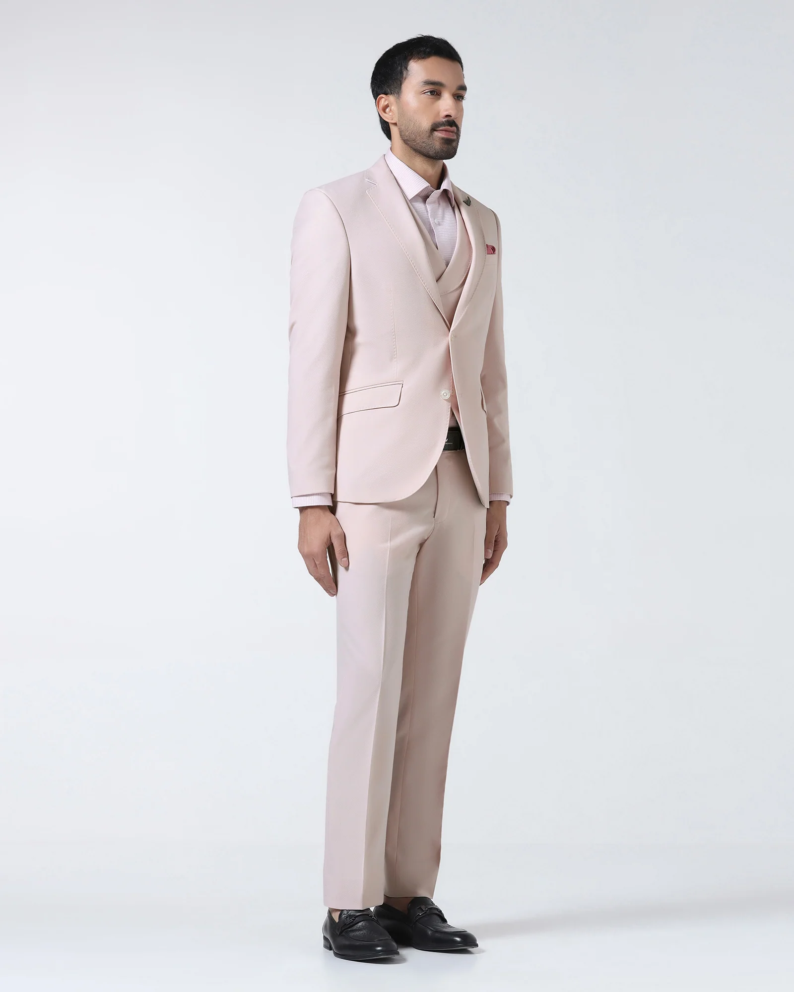 Pink Three Piece Textured Suit - Jiddle - Image 7