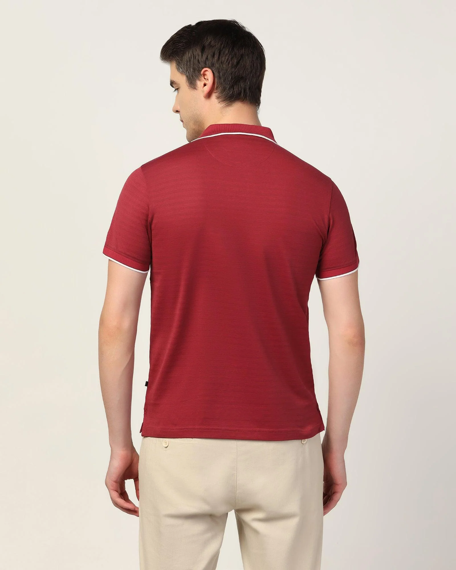 Polo Apple Red Textured T-Shirt - Kiyo - Image 2