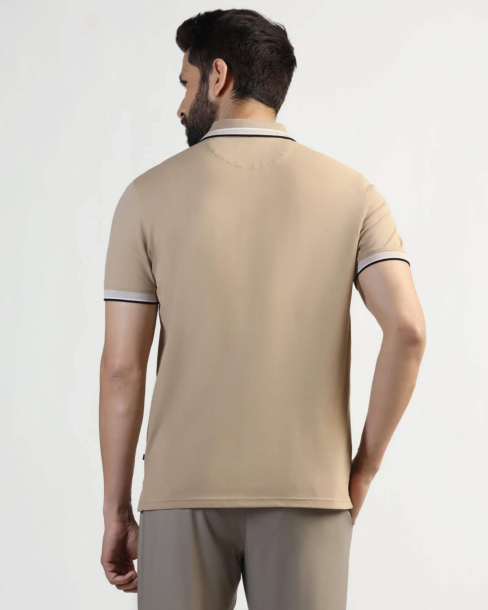 Polo Beige Solid T-Shirt - Taurus - Image 2