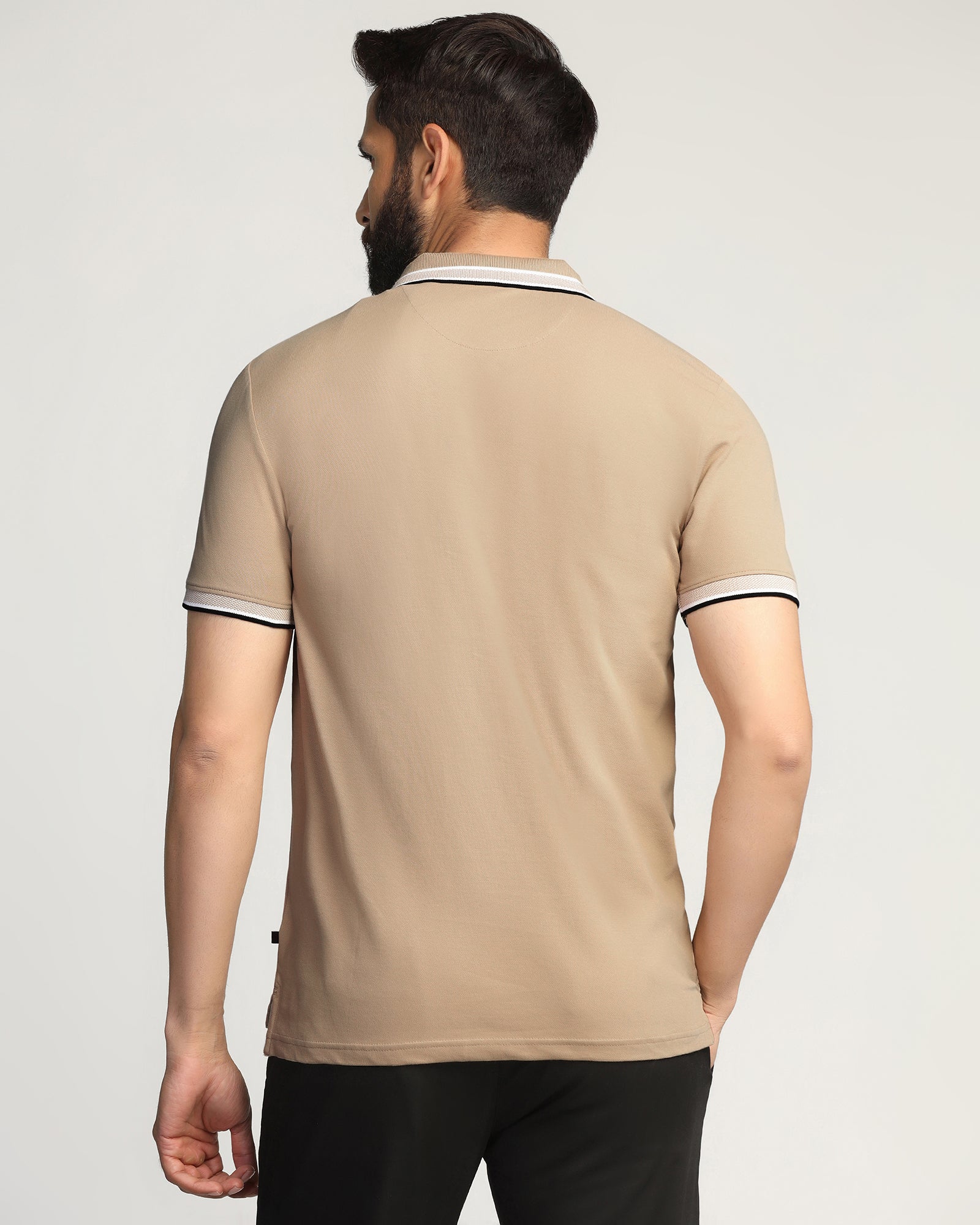 Polo Beige Solid T-Shirt - Taurus - Image 2