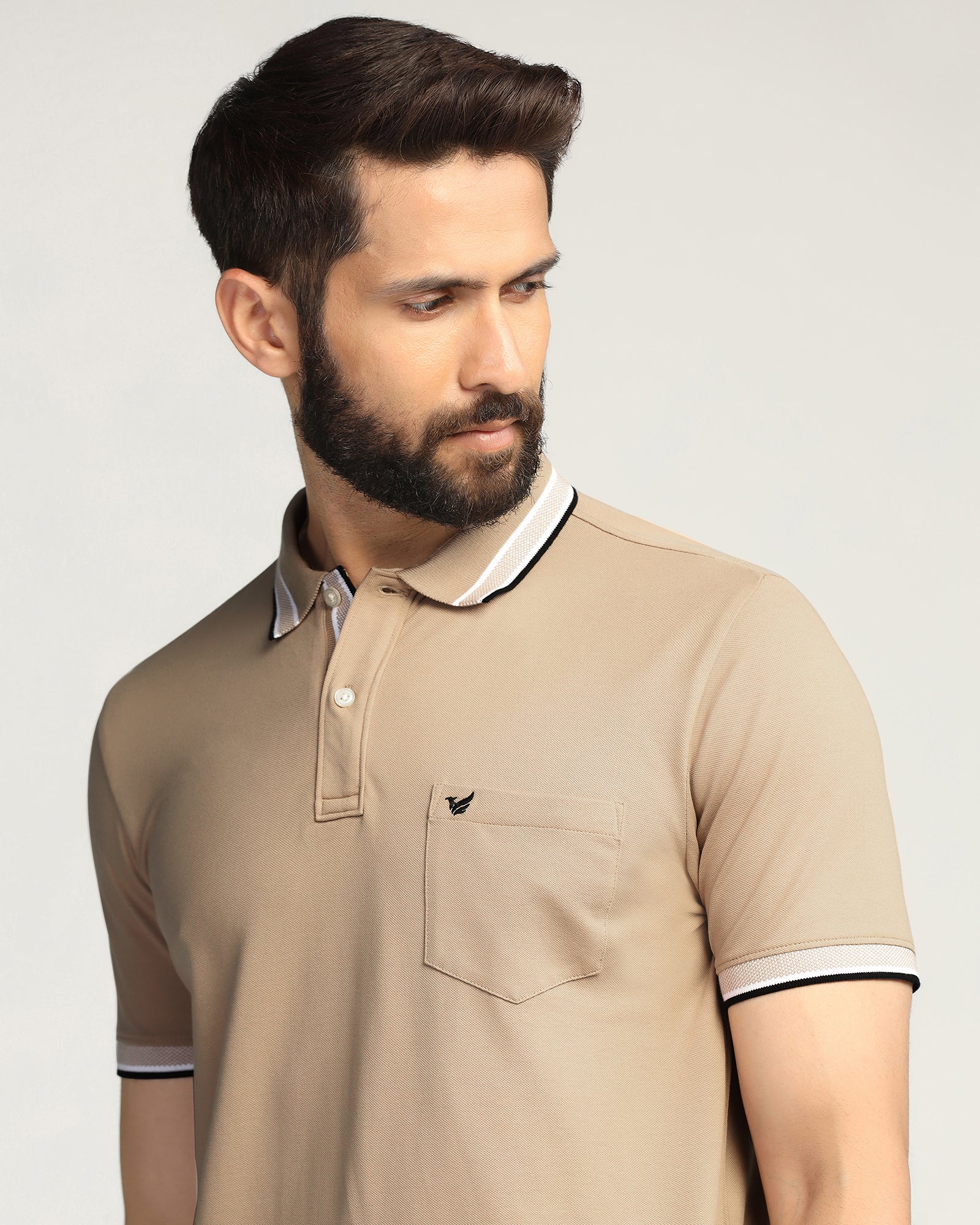 Polo Beige Solid T-Shirt - Taurus - Image 4