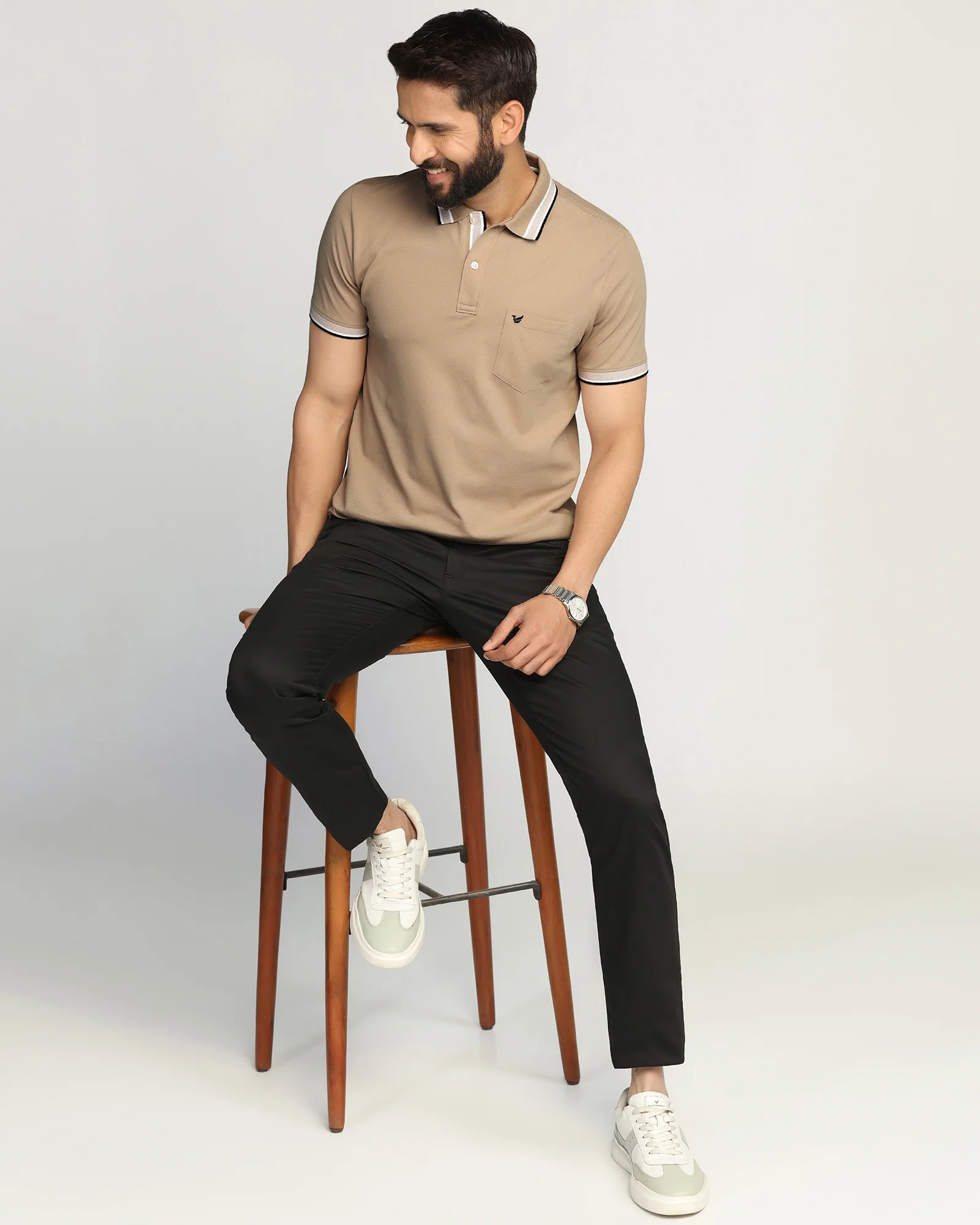 Polo Beige Solid T-Shirt - Taurus - Image 7