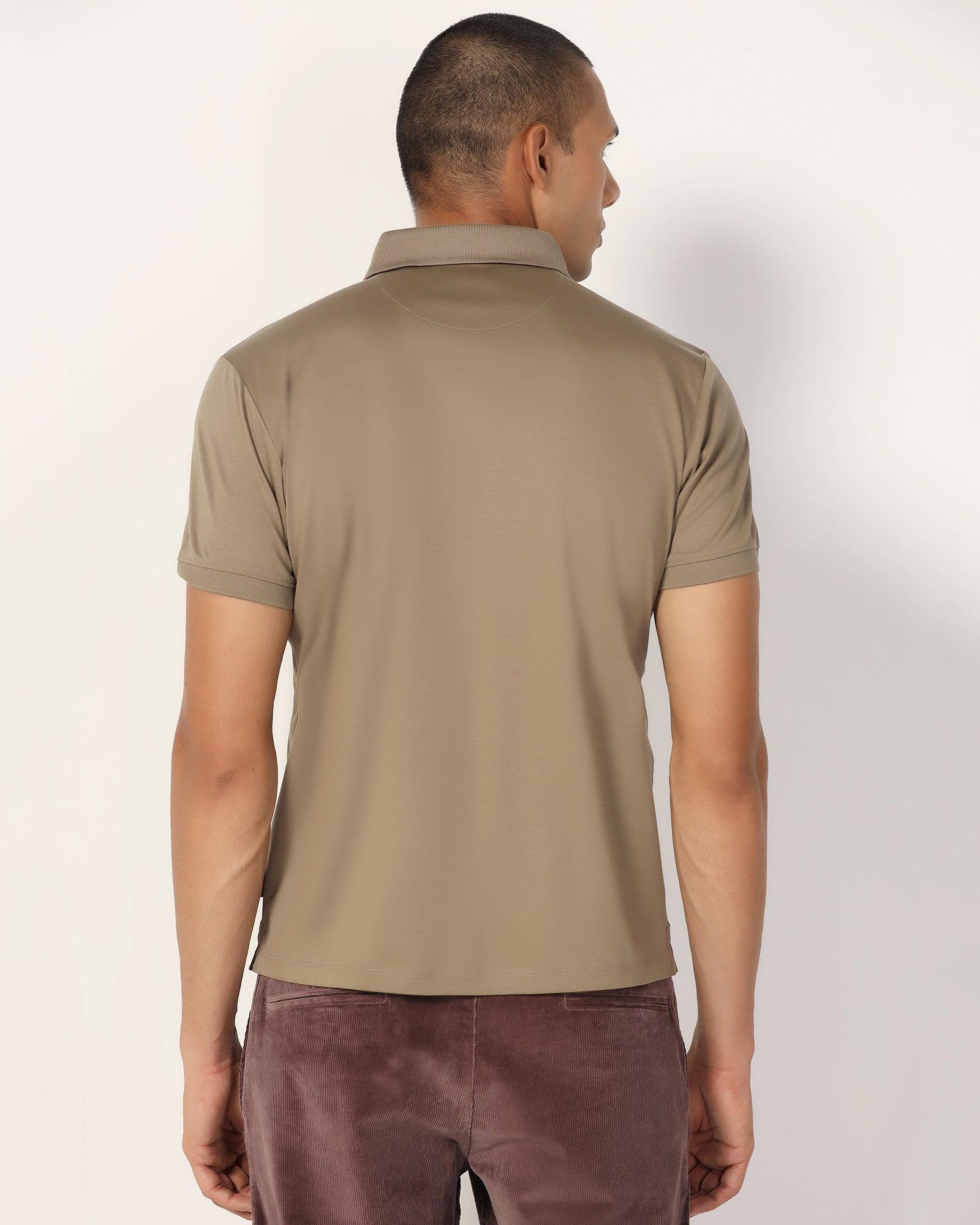 Polo Beige Solid T-Shirt - Toll - Image 2