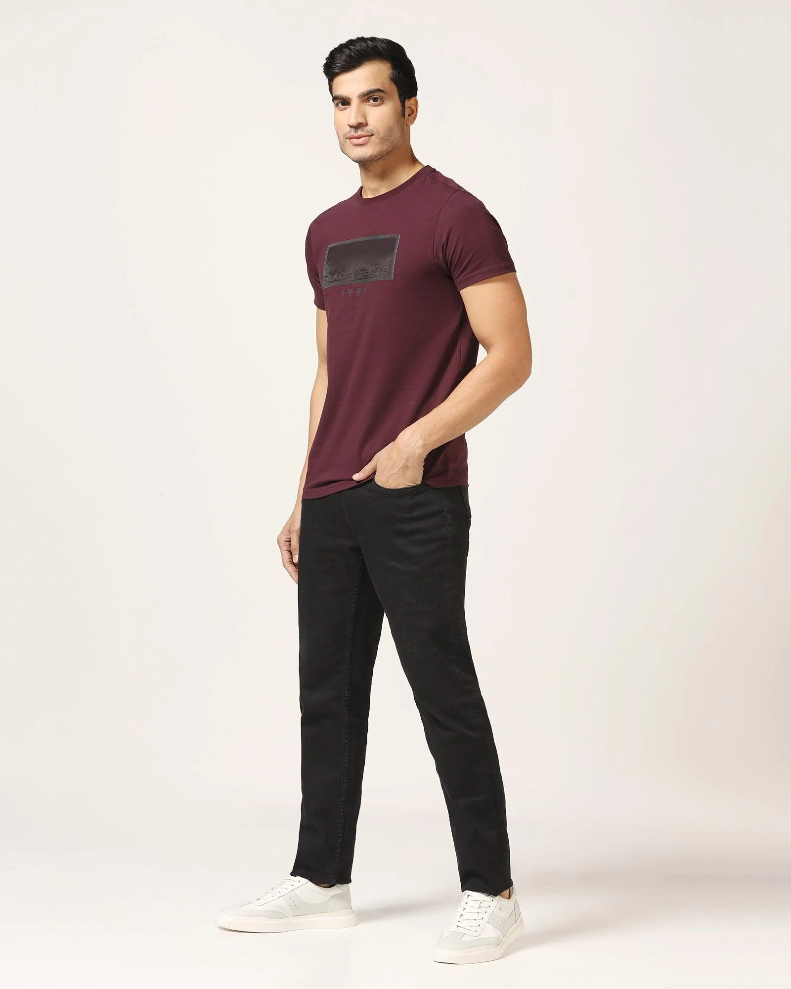 Crew Neck Biking Red Solid T-Shirt - Mambo - Image 3