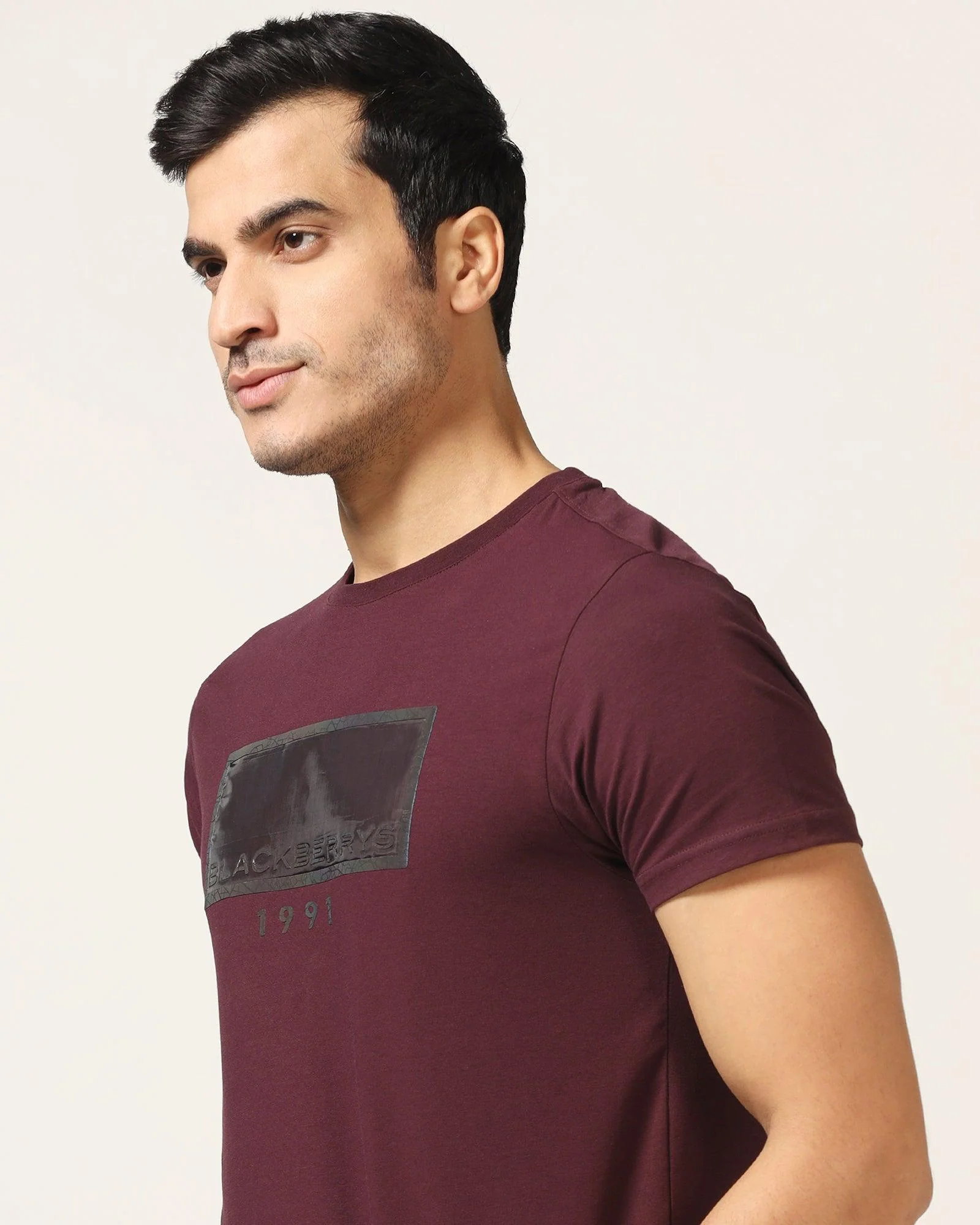 Crew Neck Biking Red Solid T-Shirt - Mambo - Image 4