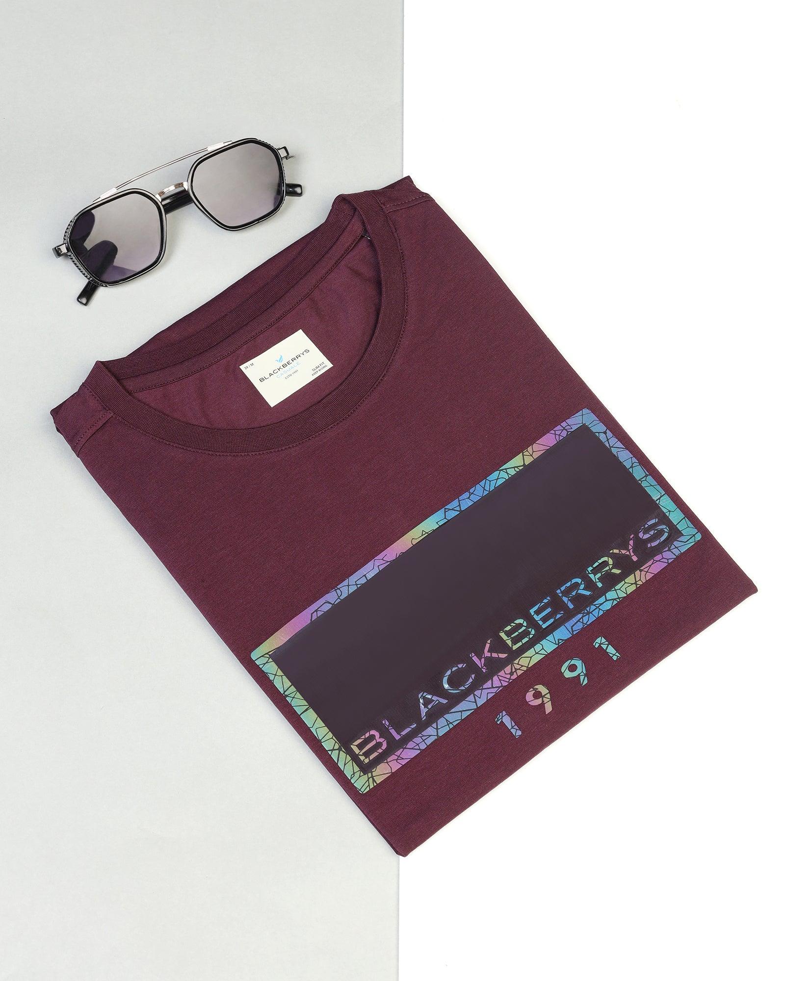 Crew Neck Biking Red Solid T-Shirt - Mambo - Image 5