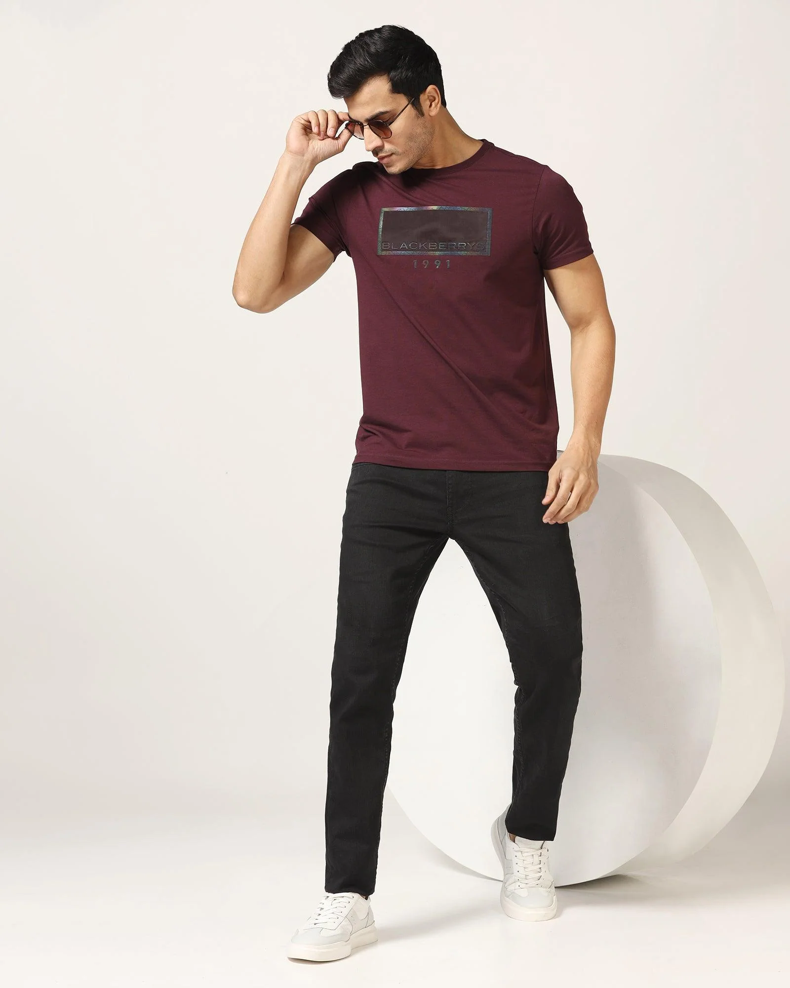 Crew Neck Biking Red Solid T-Shirt - Mambo - Image 7