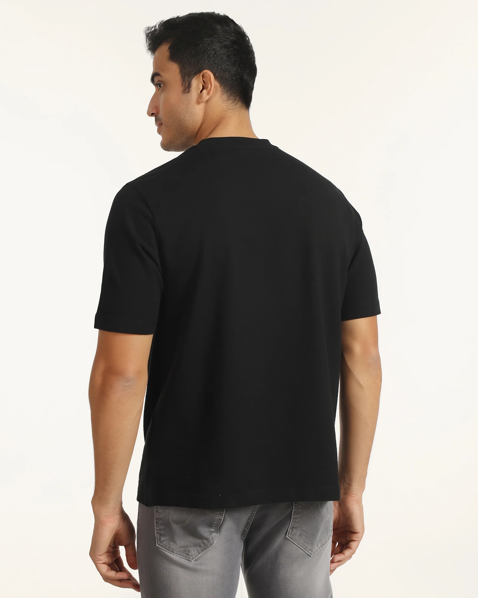 Crew Neck Black Printed T-Shirt - Scribble - Image 2