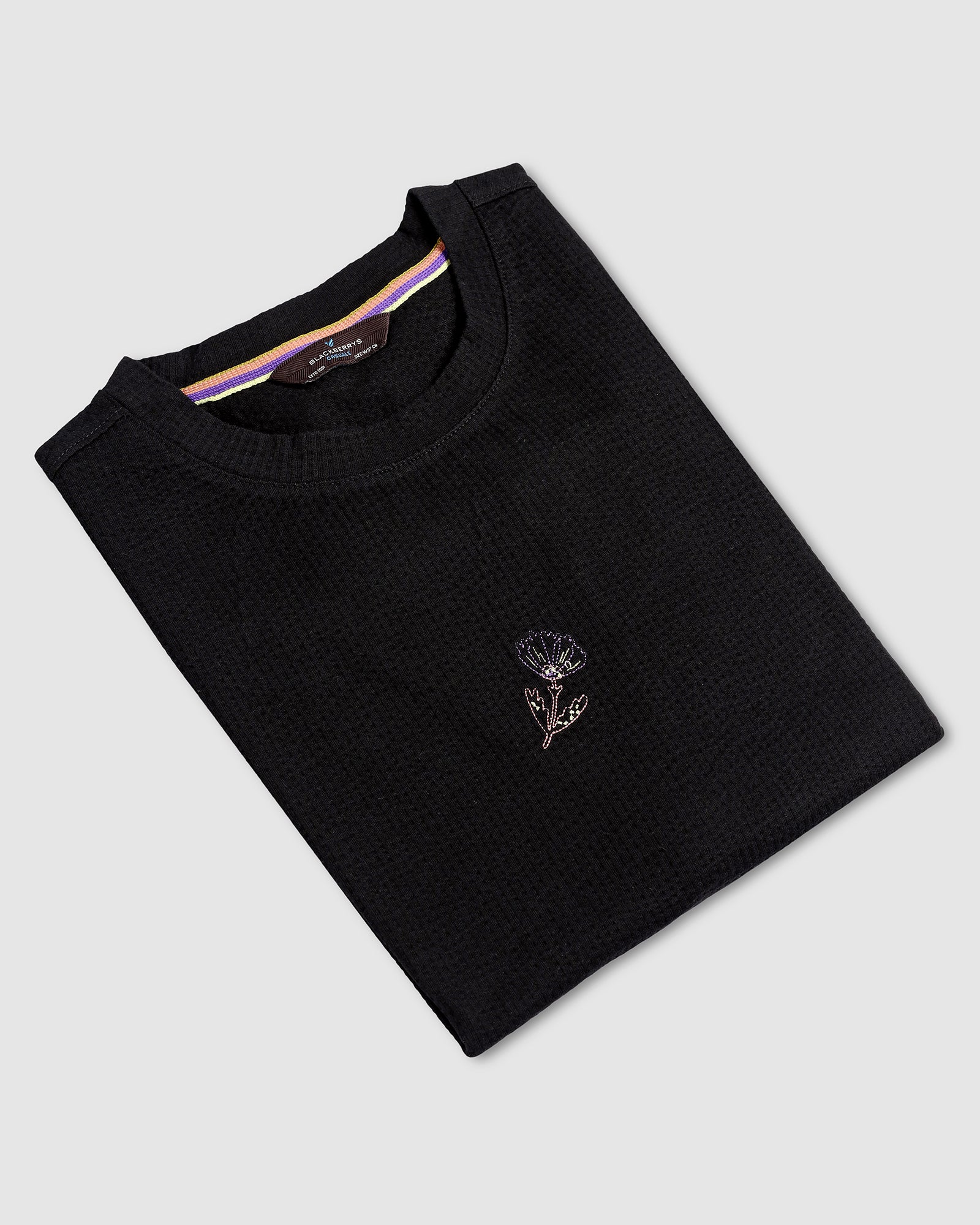 Crew Neck Black Printed T-Shirt - Scribble - Image 5