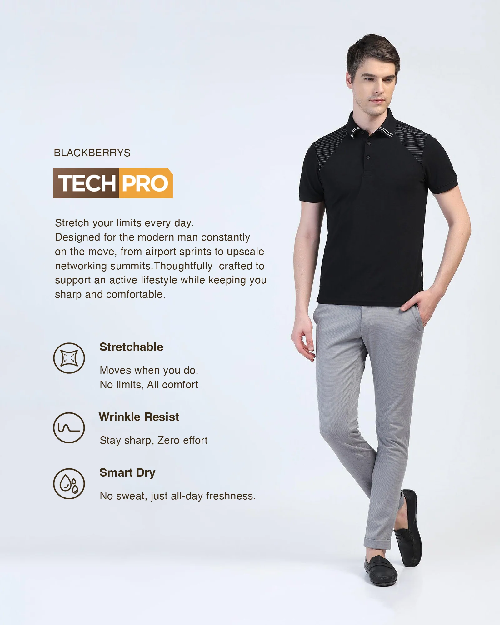 TechPro Polo Black Printed T-Shirt - Ruby - Image 3