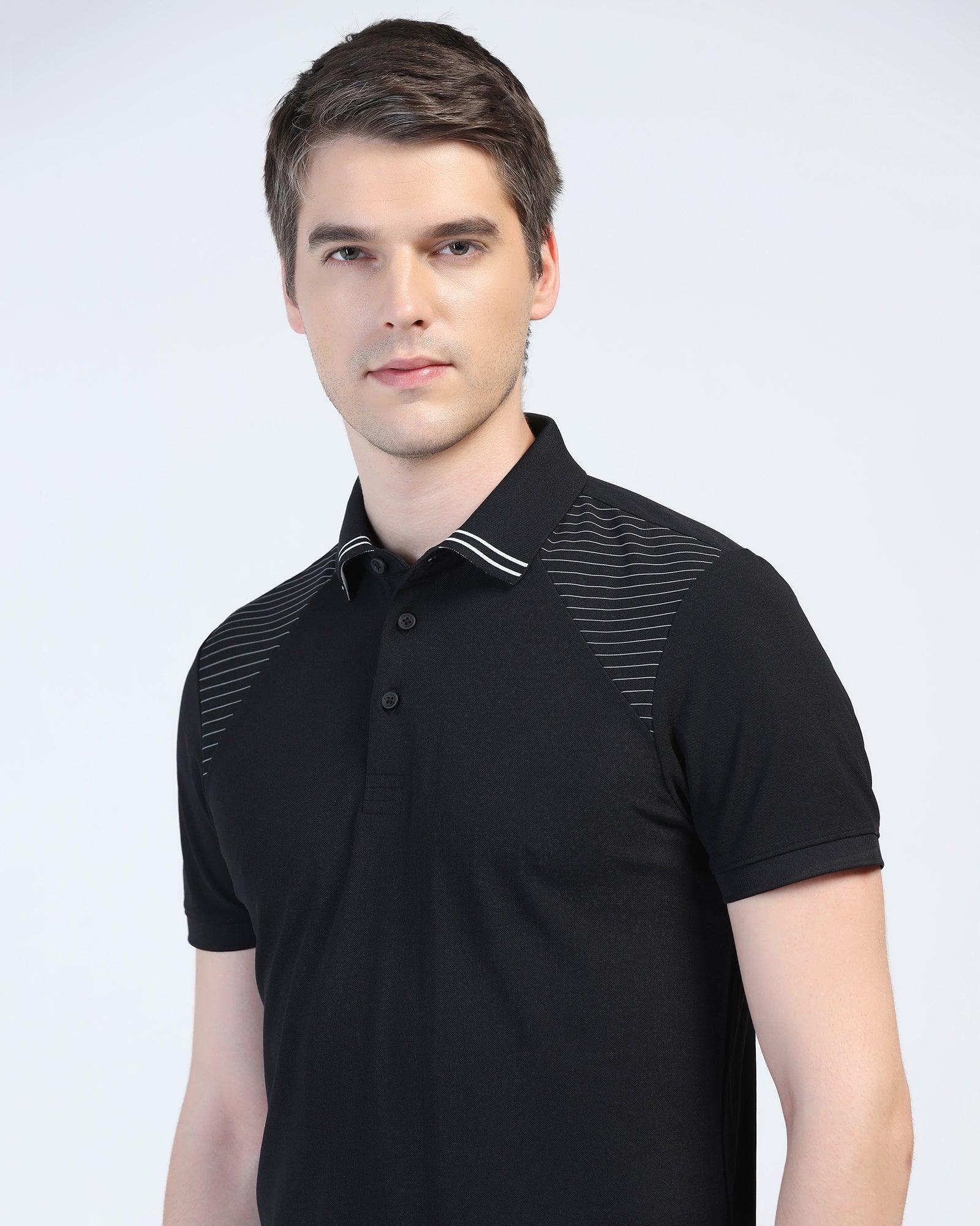 TechPro Polo Black Printed T-Shirt - Ruby - Image 4