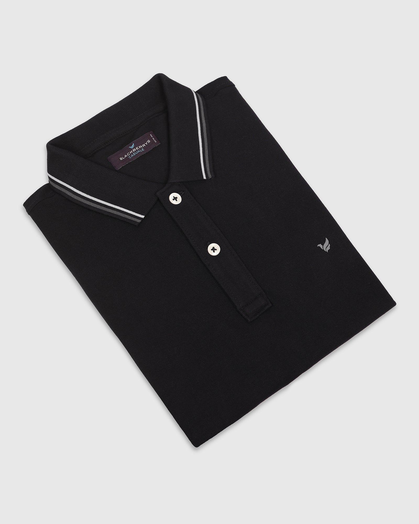 Polo Black Solid T-Shirt - Zephyr - Image 5