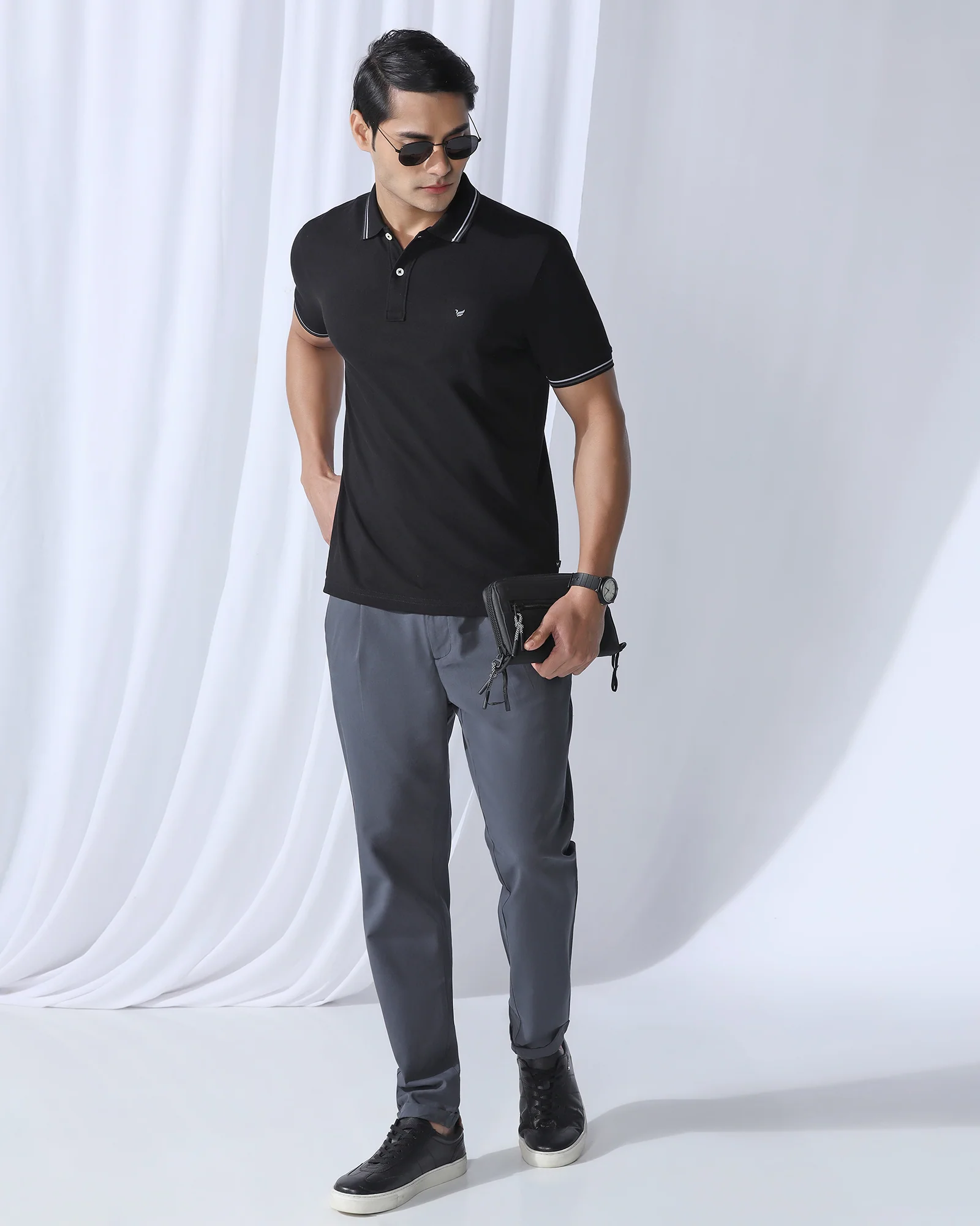 Polo Black Solid T-Shirt - Zephyr - Image 7