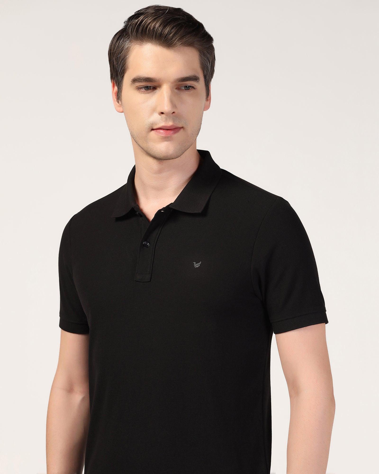 Polo Black Textured T-Shirt - Jacob - Image 4