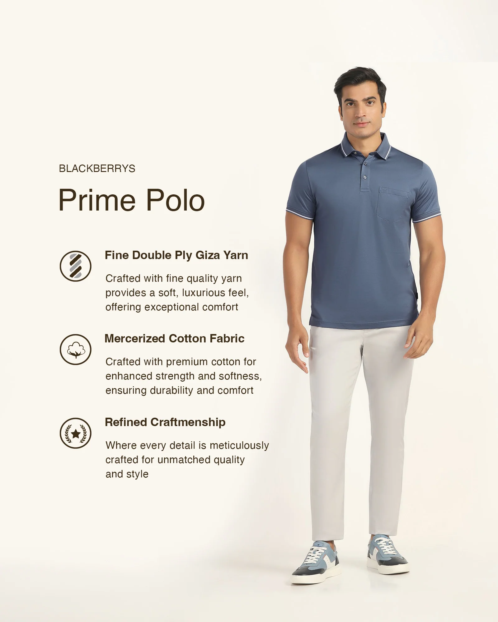 Polo Blue Solid T-Shirt - Orion - Image 3