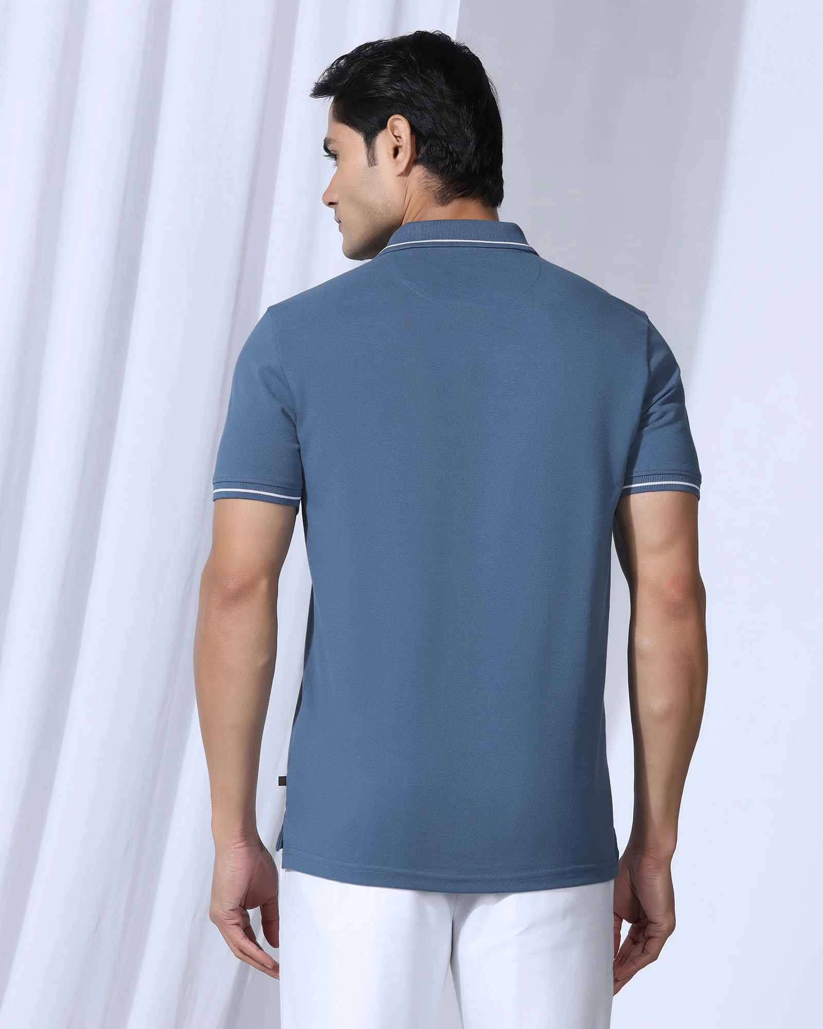 Polo Blue Topaz Solid T-Shirt - Elara - Image 2