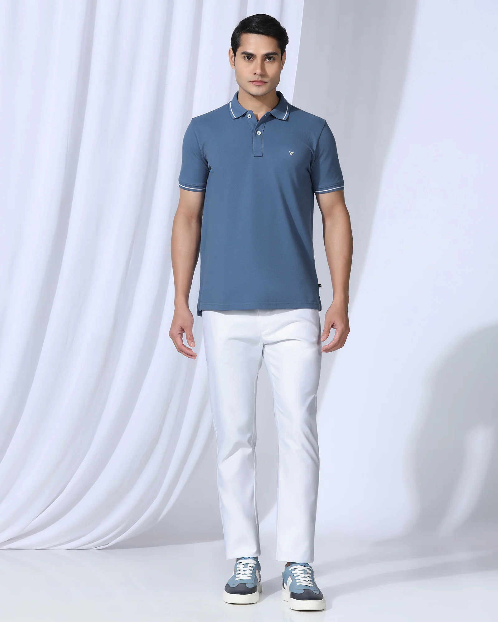 Polo Blue Topaz Solid T-Shirt - Elara - Image 3