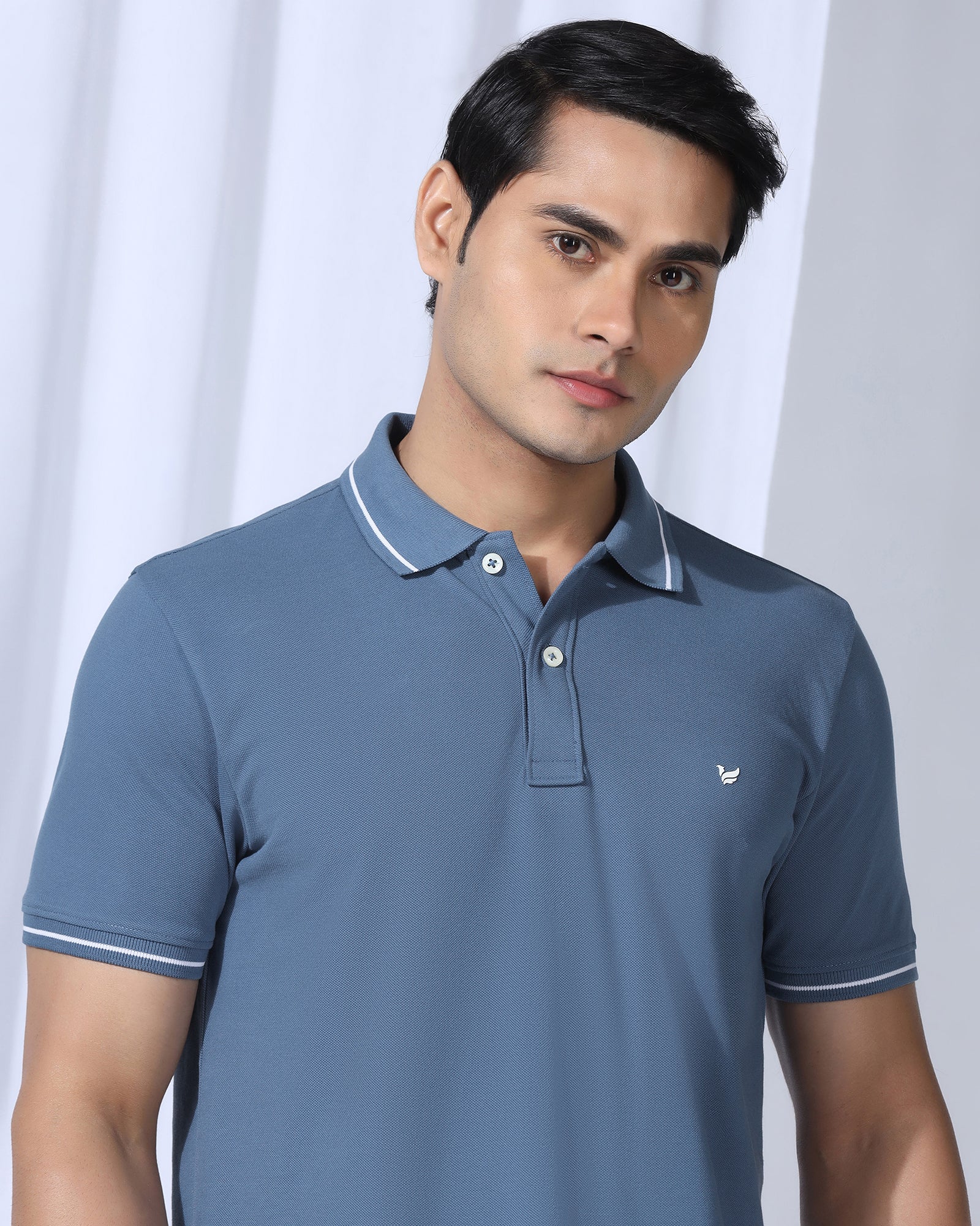 Polo Blue Topaz Solid T-Shirt - Elara - Image 4