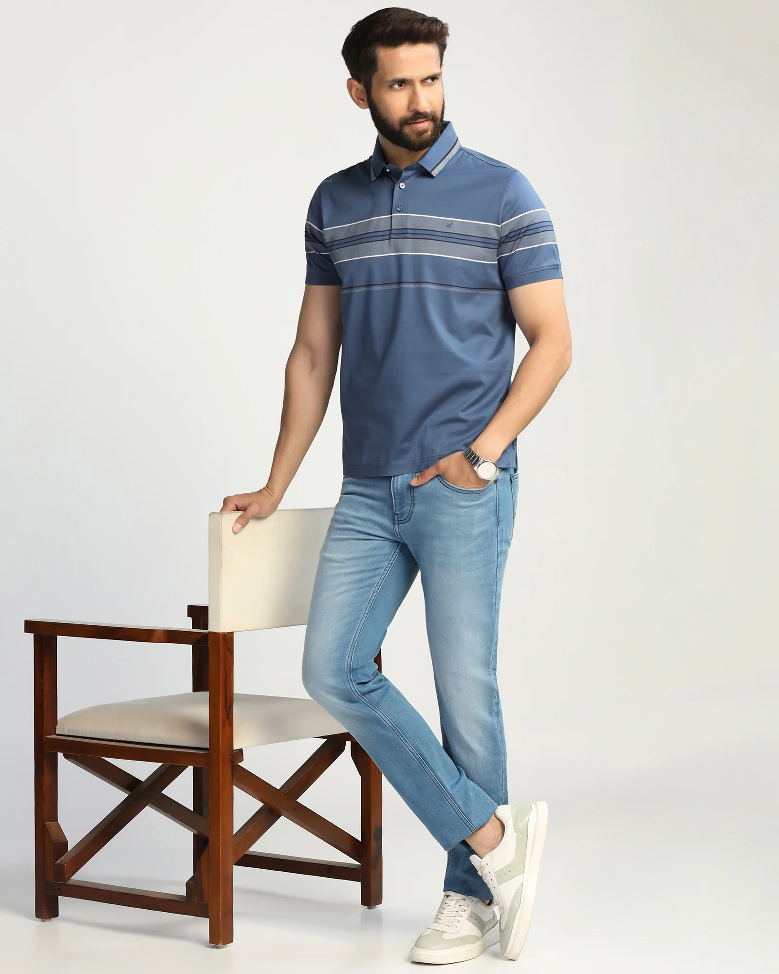Polo Blue Topaz Stripe T-Shirt - Cetus - Image 7