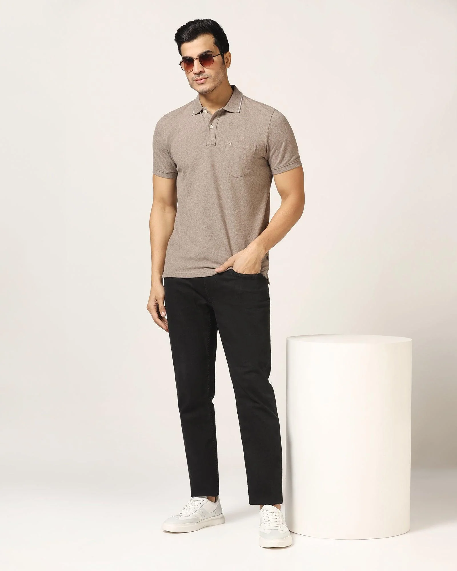 Polo Brown Melange Solid T-Shirt - Alec - Image 6