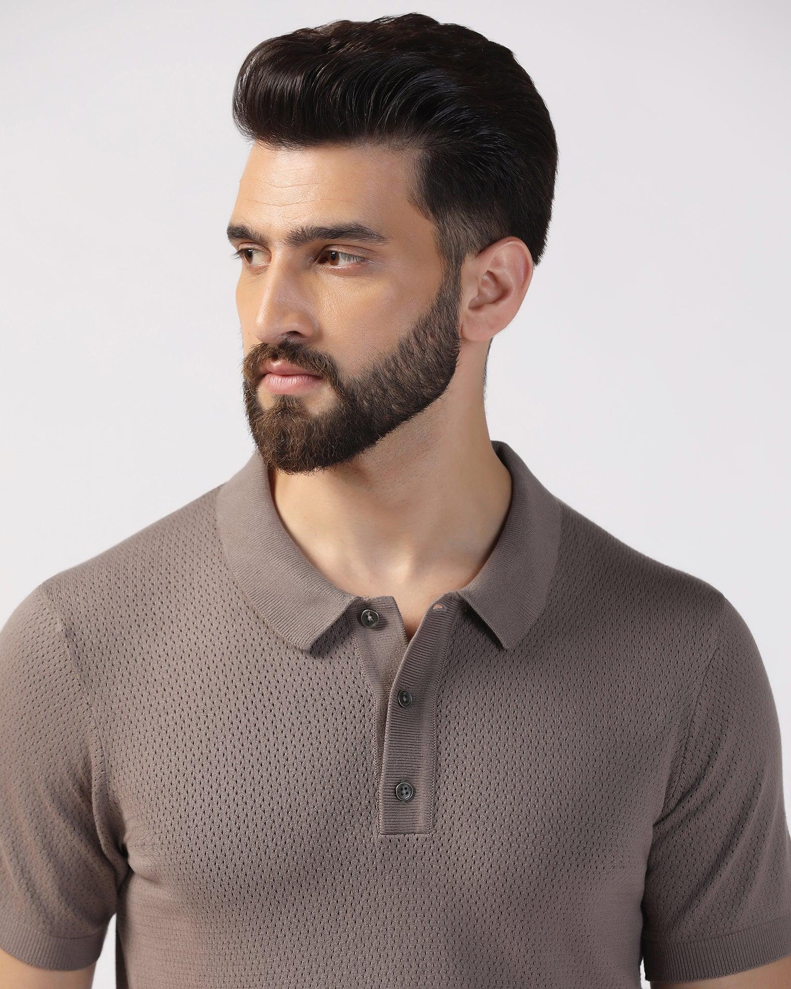 Polo Brown Structure T-Shirt - Pluto - Image 4