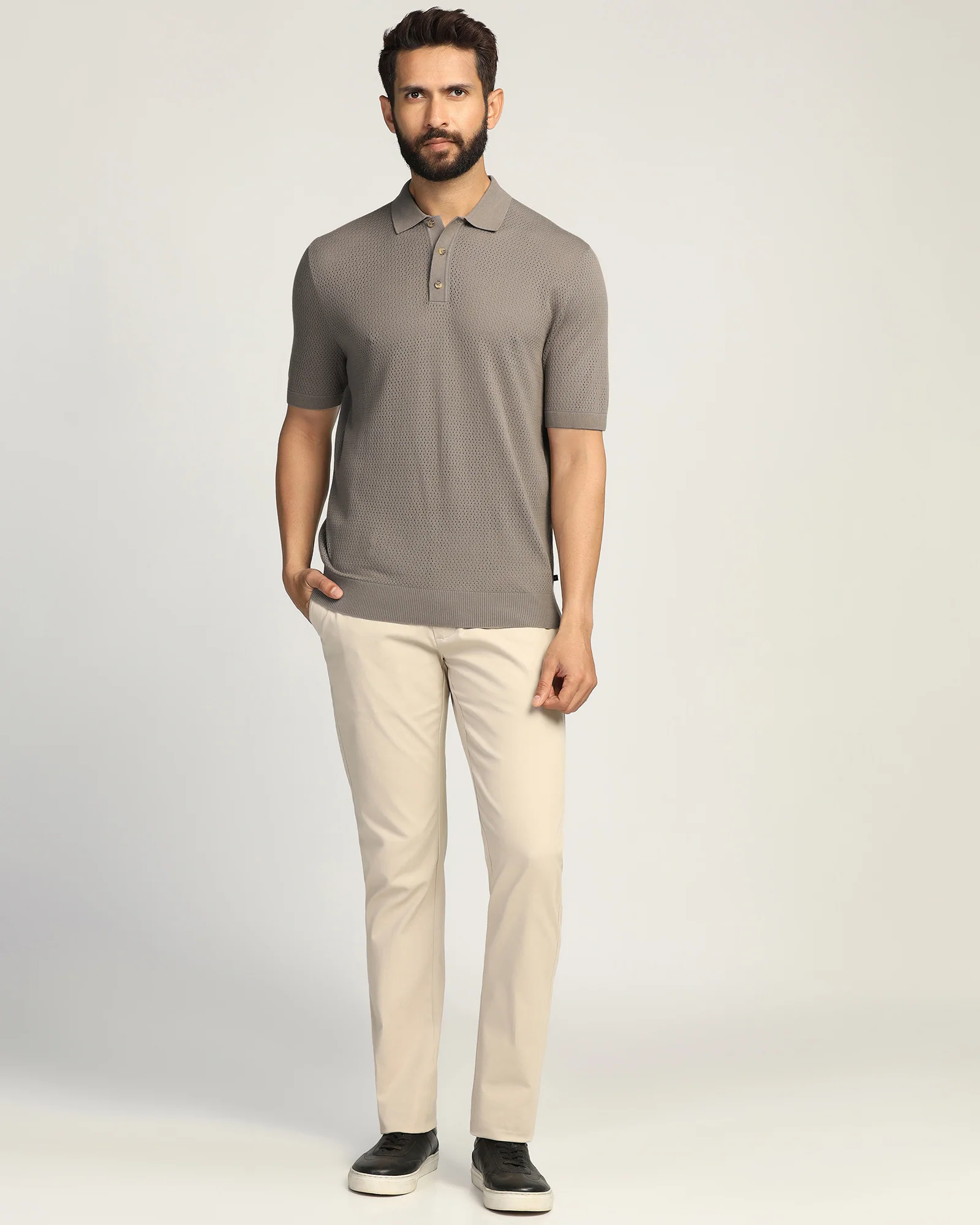 Polo Brown Textured T-Shirt - Mesh - Image 3