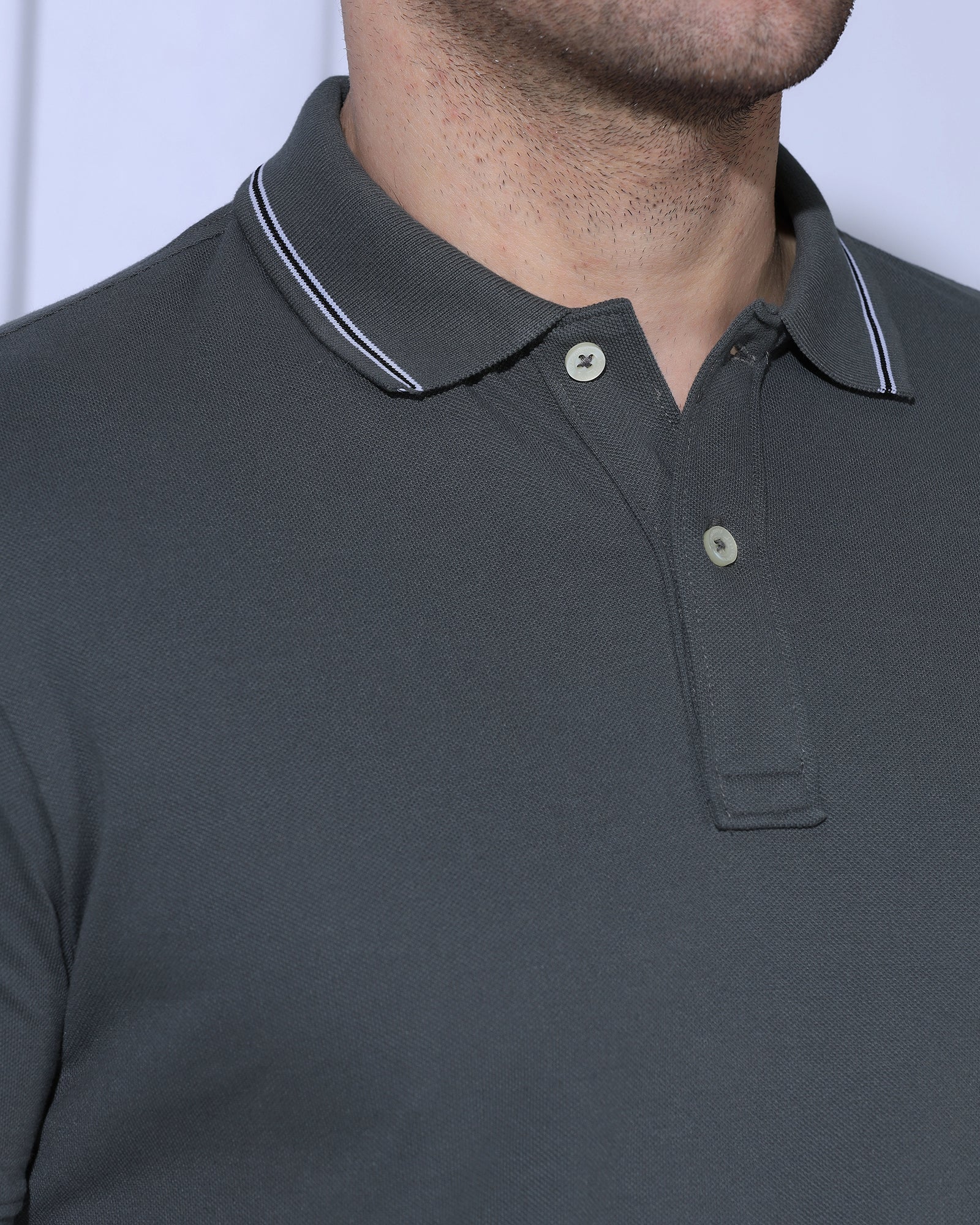 Polo Charcoal Solid T-Shirt - Diesel - Image 8