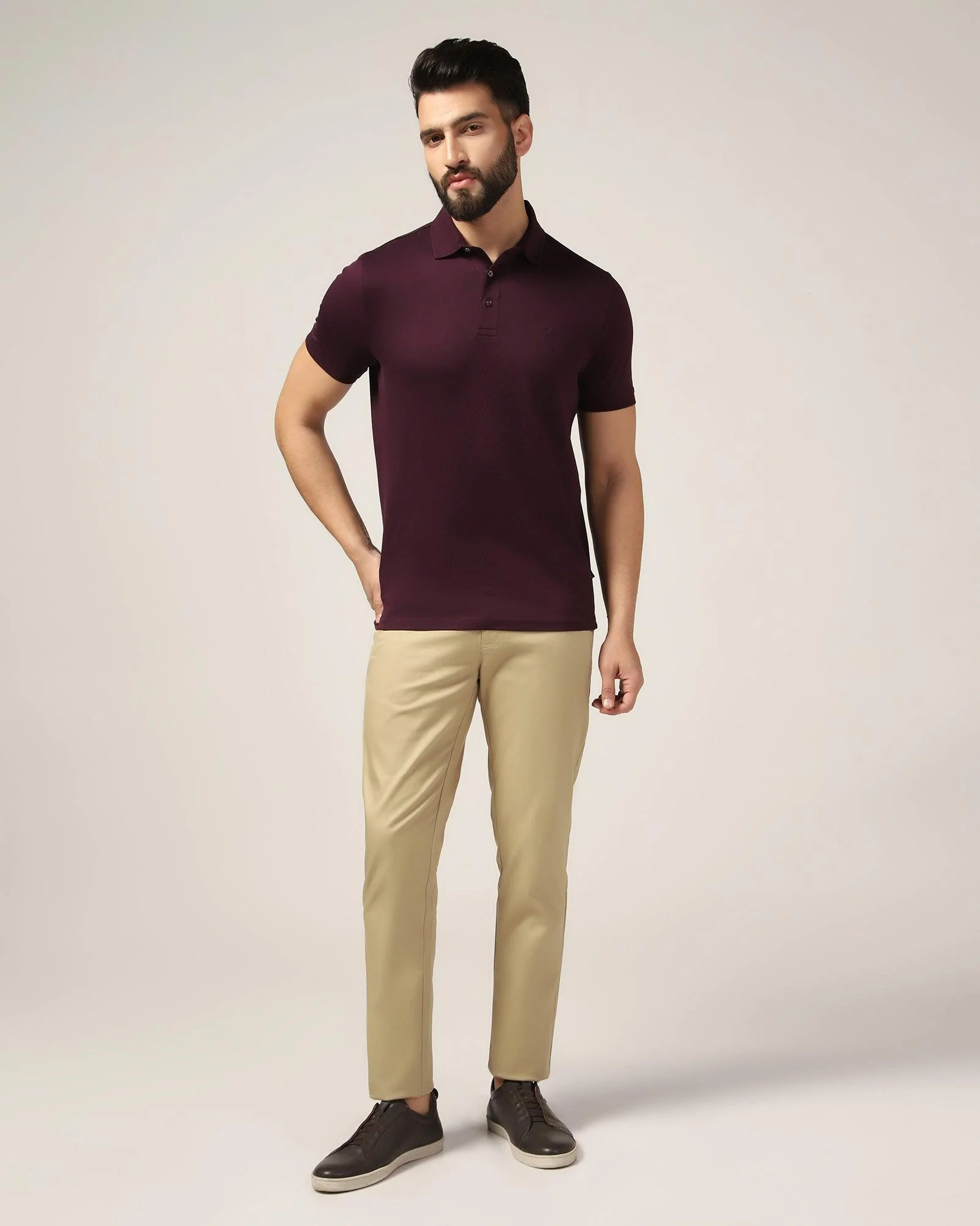 Polo Dark Purple Textured T-Shirt - Lois - Image 3