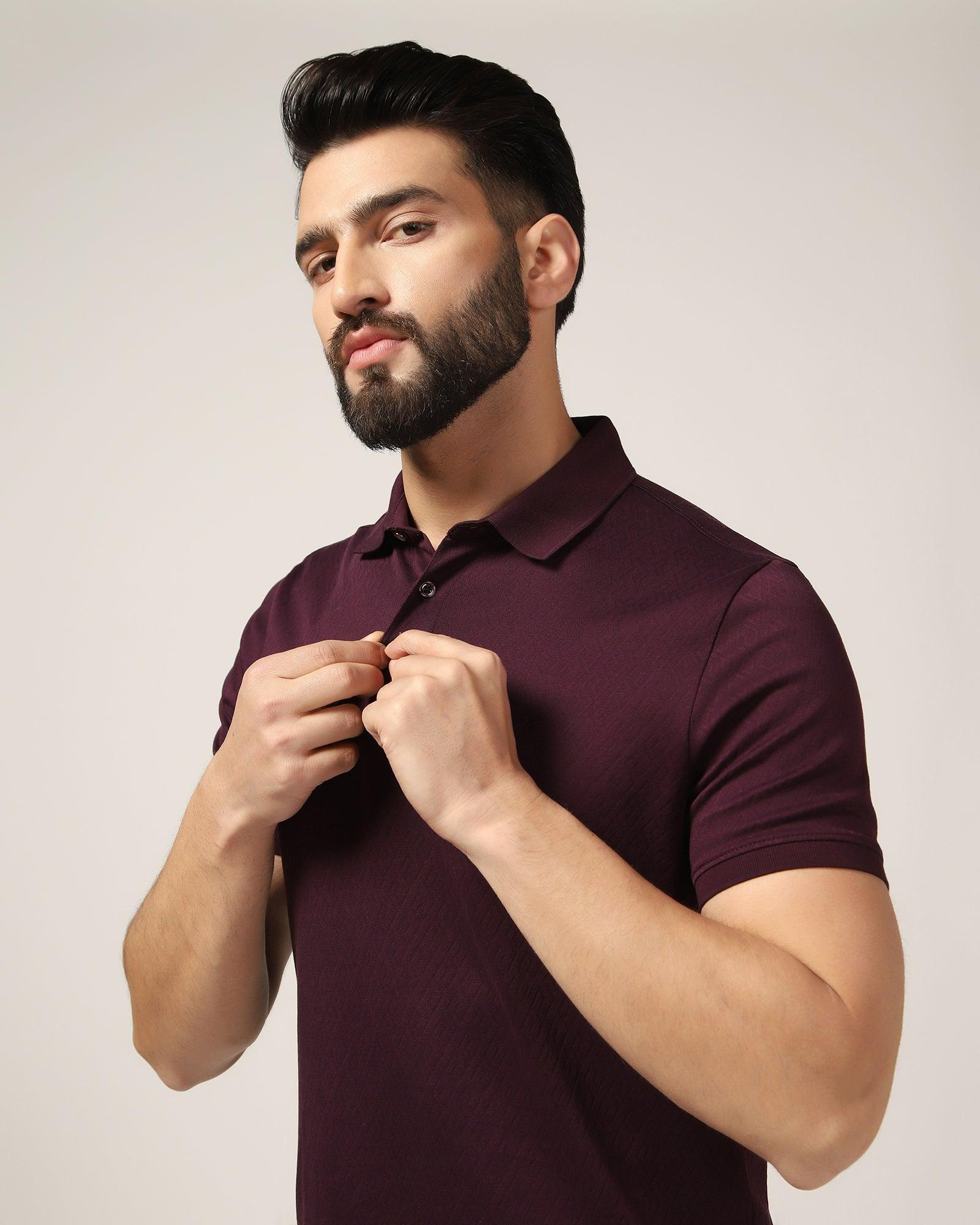 Polo Dark Purple Textured T-Shirt - Lois - Image 4
