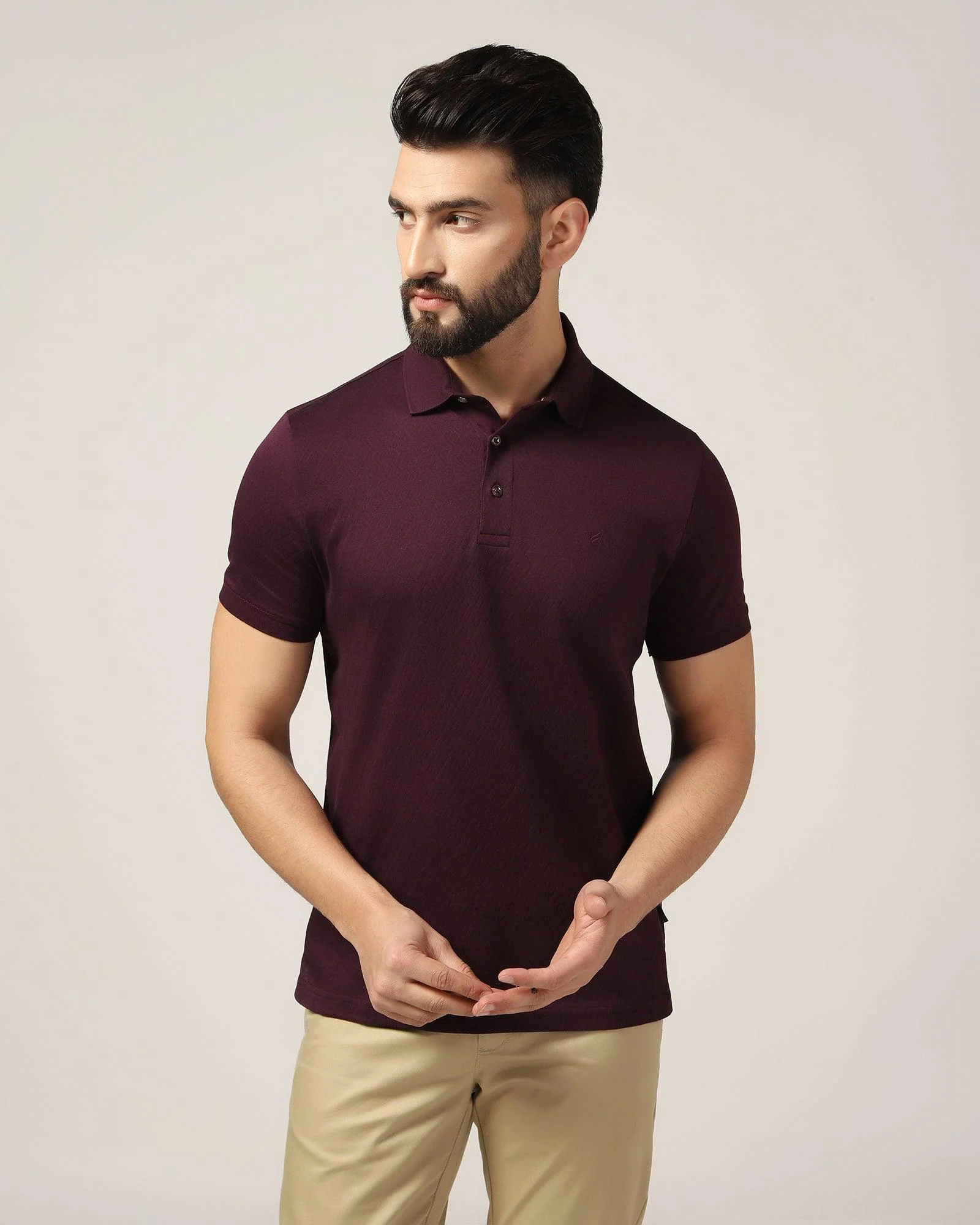Polo Dark Purple Textured T-Shirt - Lois - Image 7