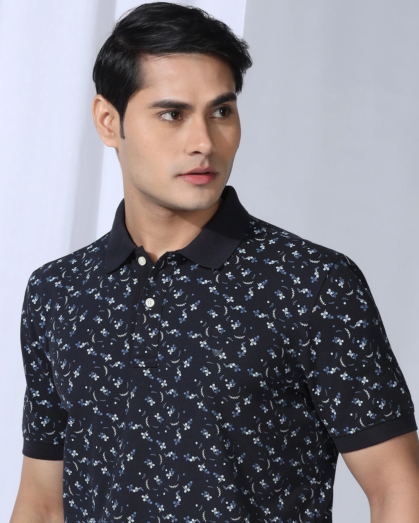 Polo Deep Navy Printed T-Shirt - Flora - Image 4