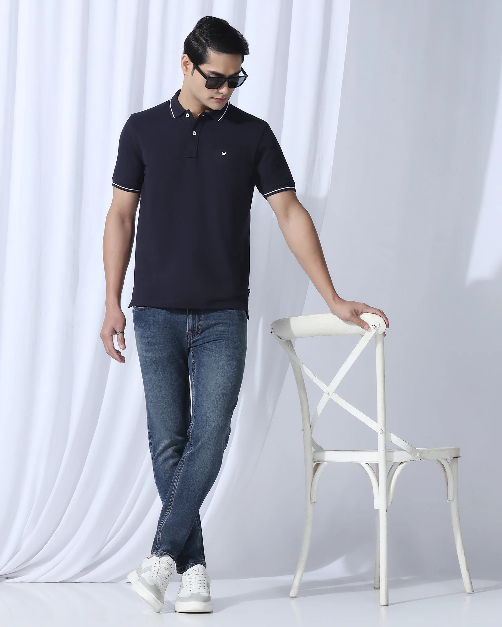 Polo Deep Navy Solid T-Shirt - Elara - Image 8