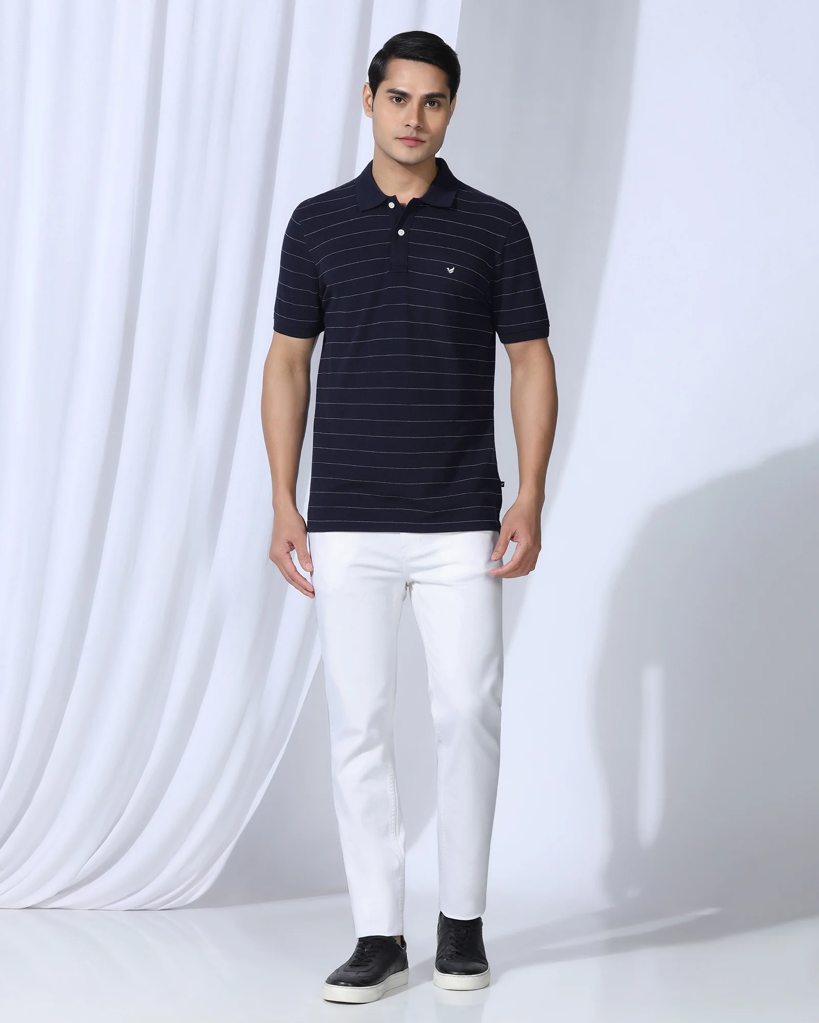 Polo Deep Navy Stripe T-Shirt - Willow - Image 3