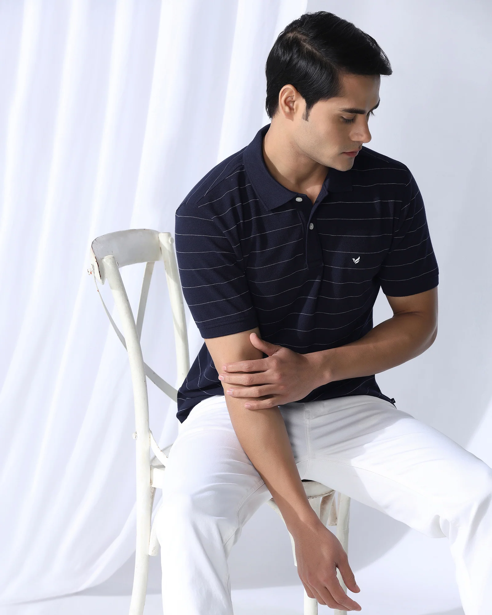Polo Deep Navy Stripe T-Shirt - Willow - Image 8