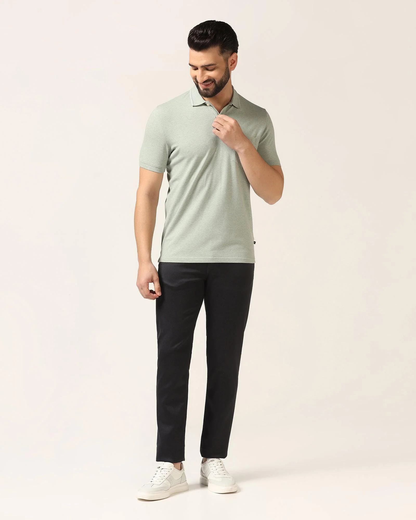 Polo Green Melange Solid T-Shirt - Alec - Image 3