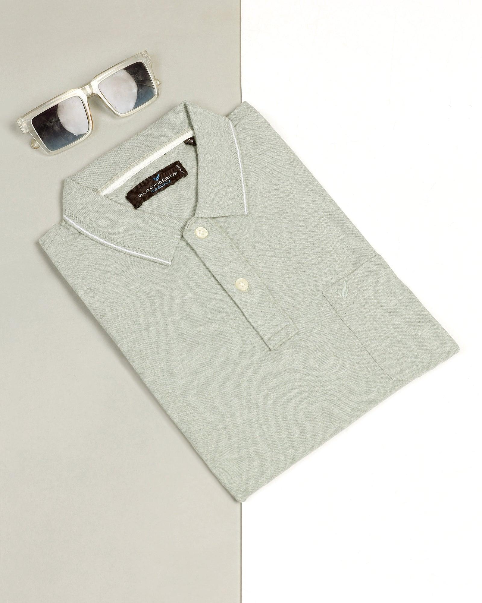 Polo Green Melange Solid T-Shirt - Alec - Image 5
