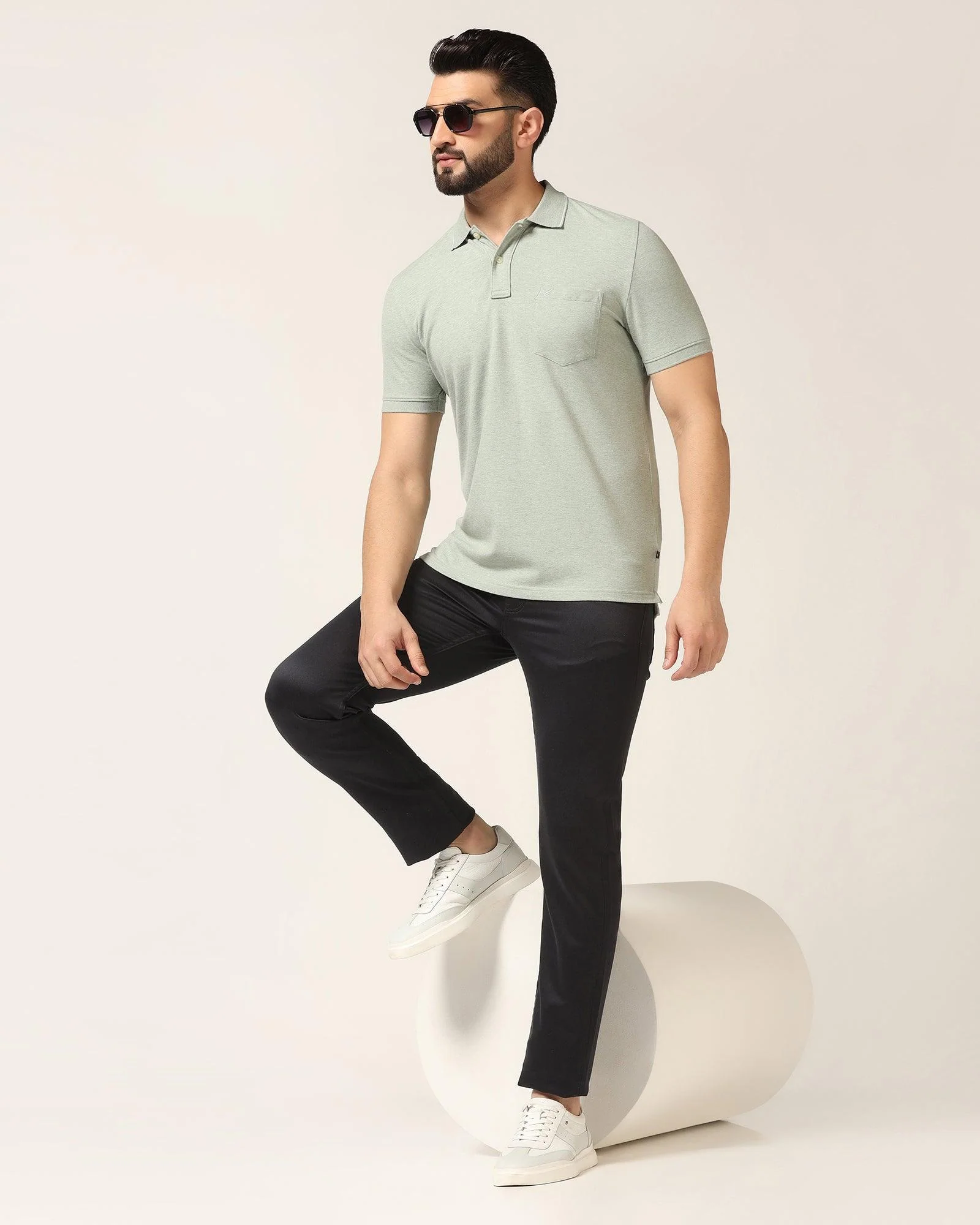 Polo Green Melange Solid T-Shirt - Alec - Image 7