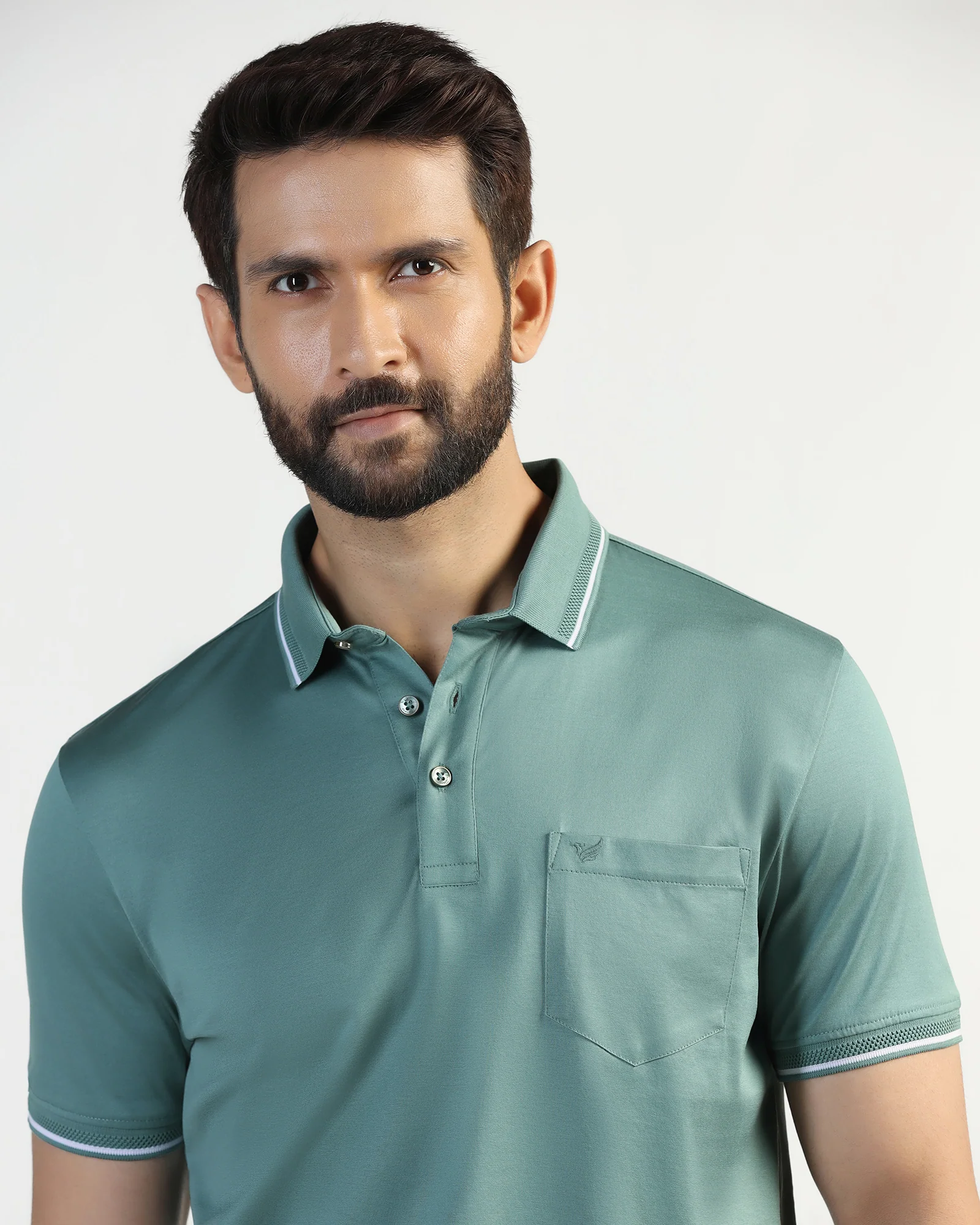 Polo Green Solid T-Shirt - Orion - Image 4
