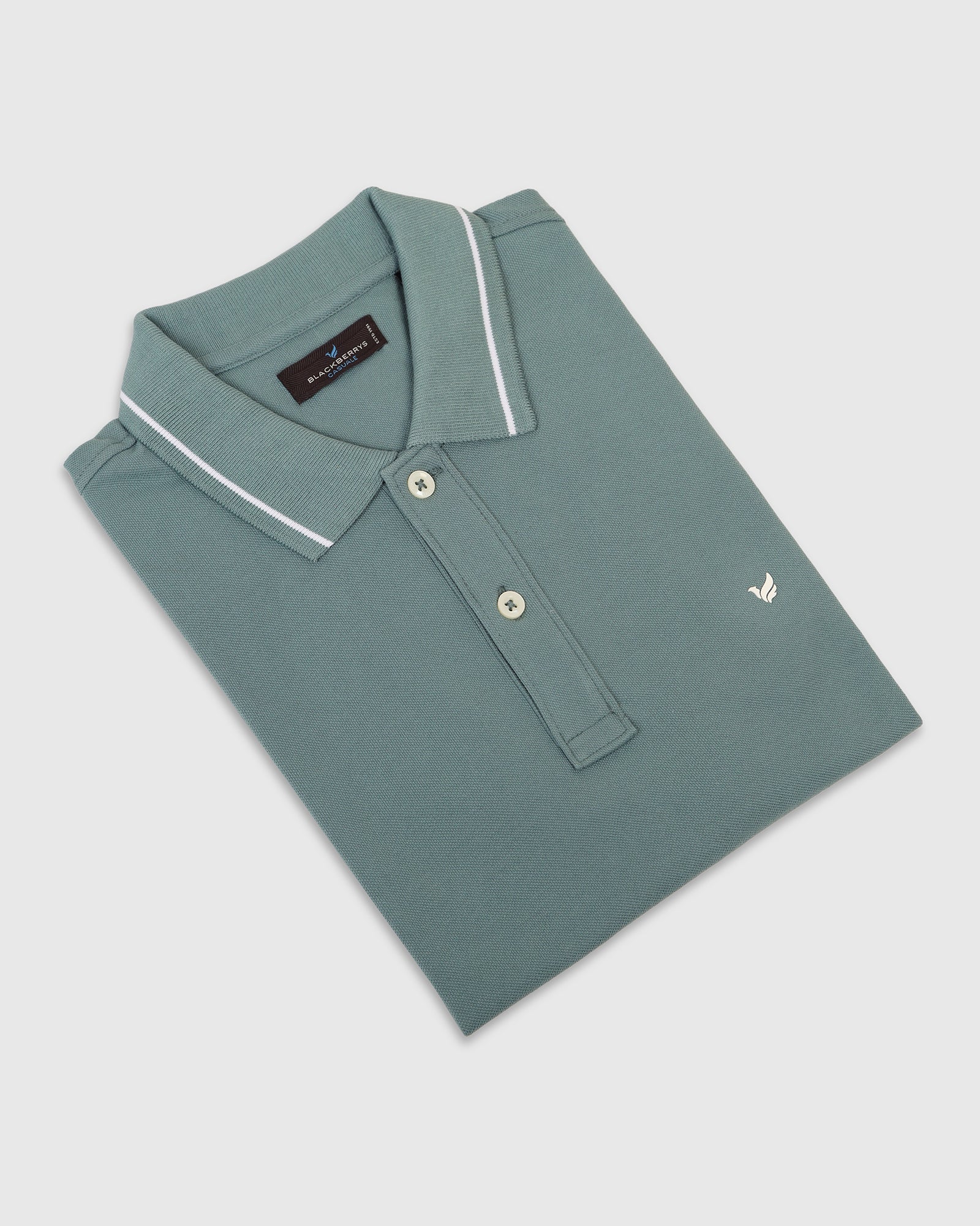 Polo Green Solid T-Shirt - Elara - Image 5