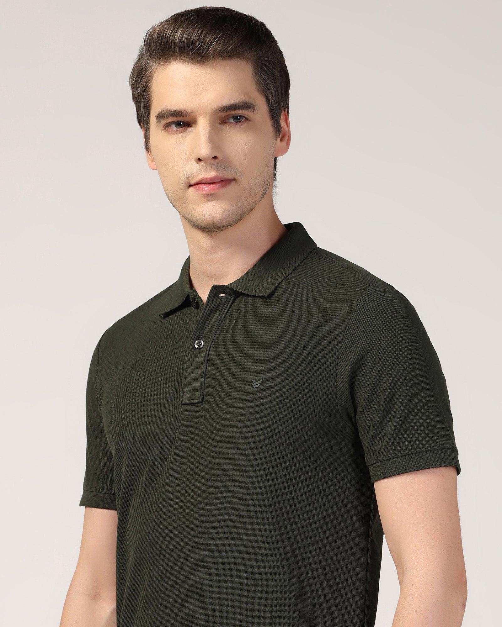 Polo Green Textured T-Shirt - Jacob - Image 4