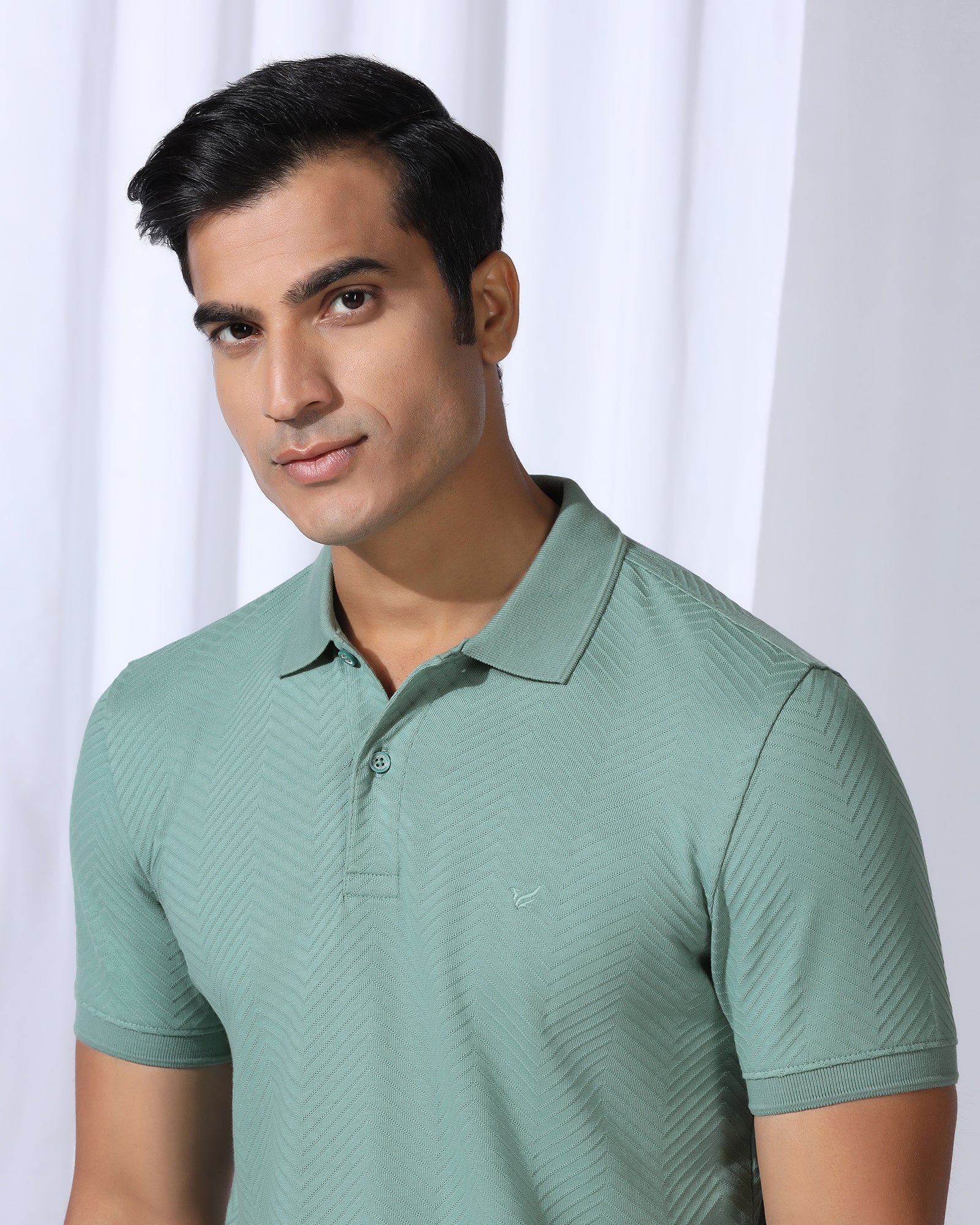 Polo Green Textured T-Shirt - Pinacle - Image 4