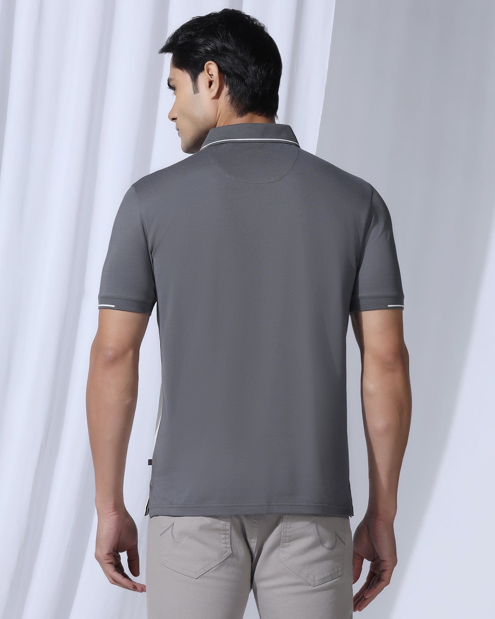 Polo Grey Solid T-Shirt - Mike - Image 2