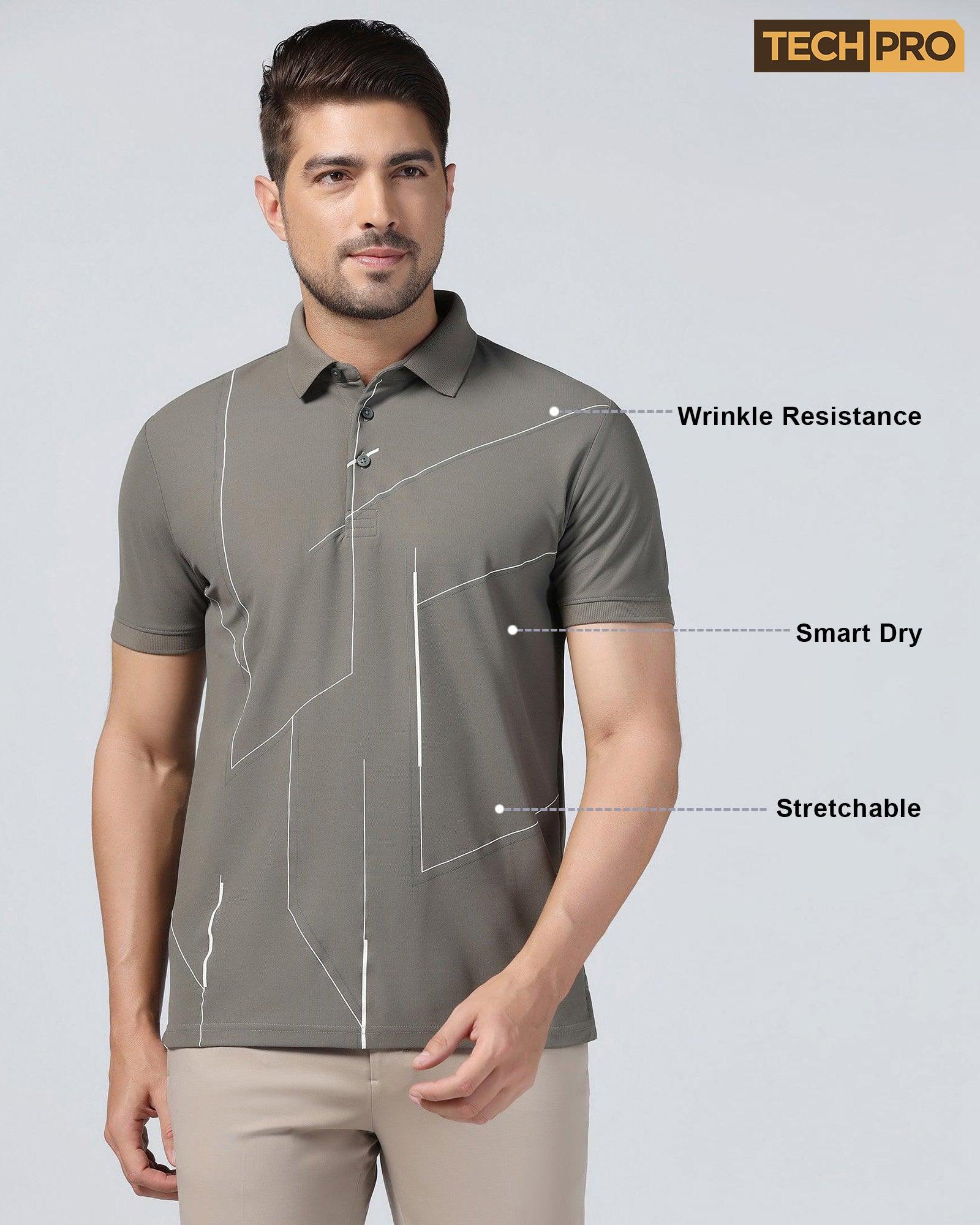 TechPro Polo Kelp Printed T-Shirt - Vine - Image 10