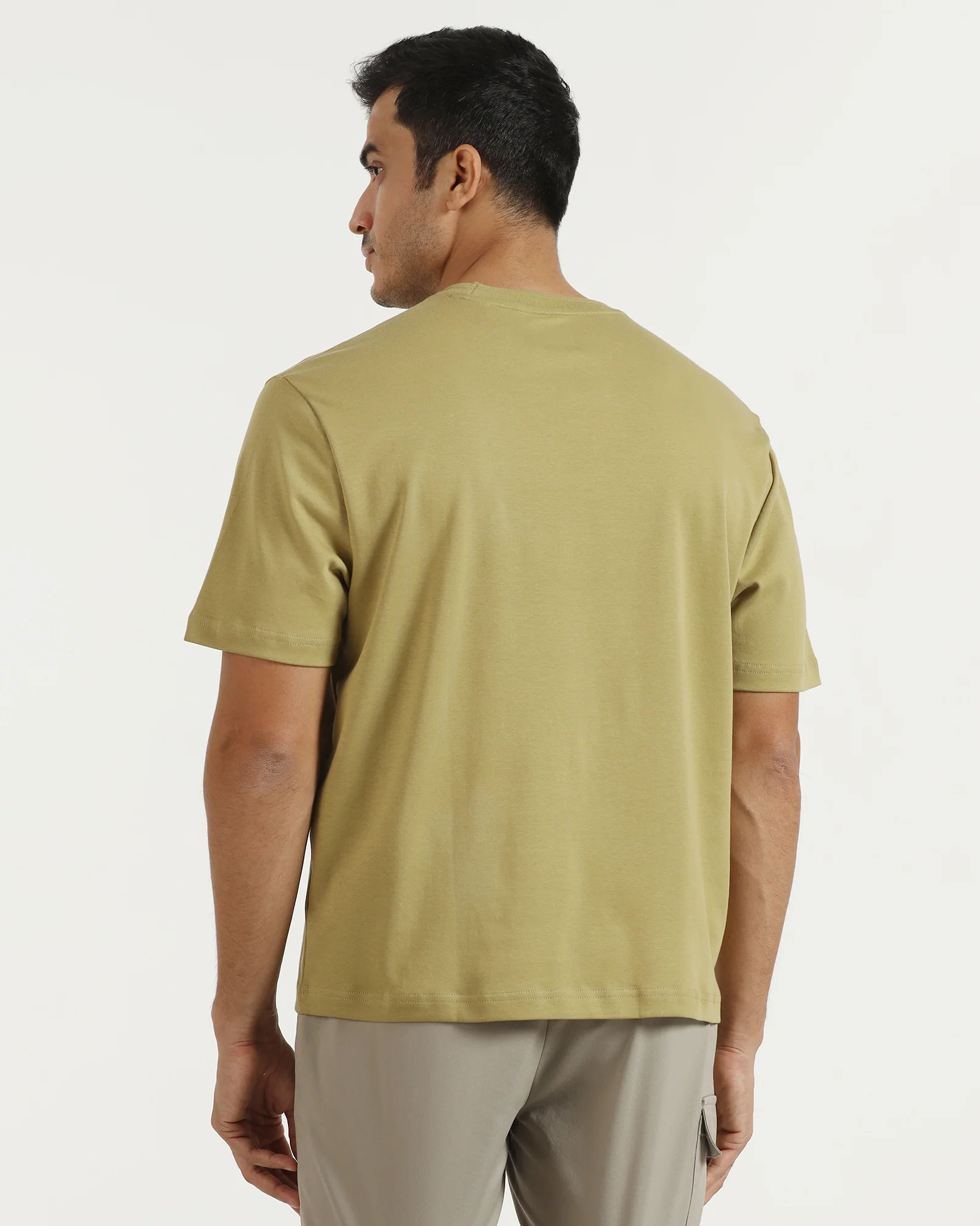 Crew Neck Khaki Printed T-Shirt - Echo - Image 2