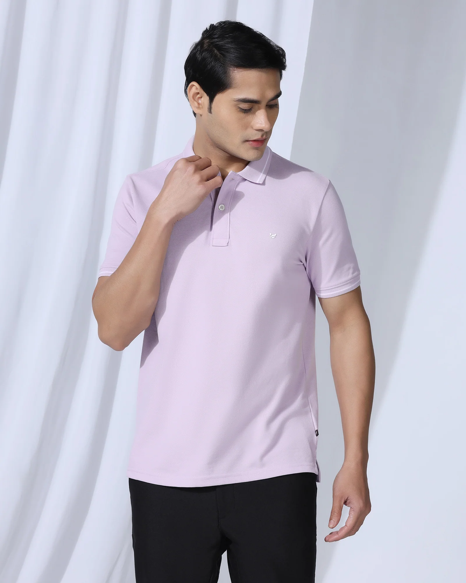 Polo Lavender Solid T-Shirt - Elara - Image 7