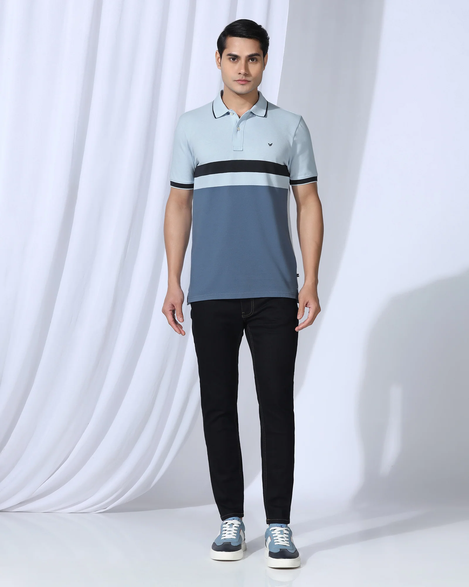 Polo Light Blue Stripe T-Shirt - Oriono - Image 3