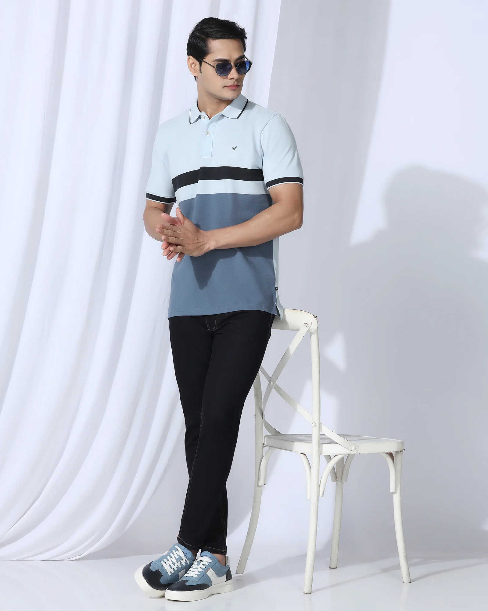 Polo Light Blue Stripe T-Shirt - Oriono - Image 8