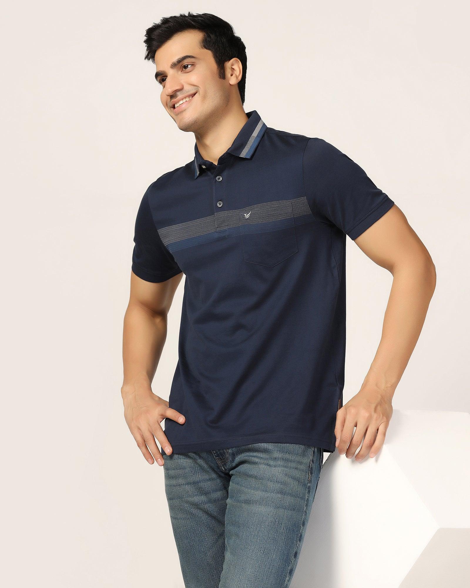 Polo Navy Jacquard T-Shirt - Manny - Image 6
